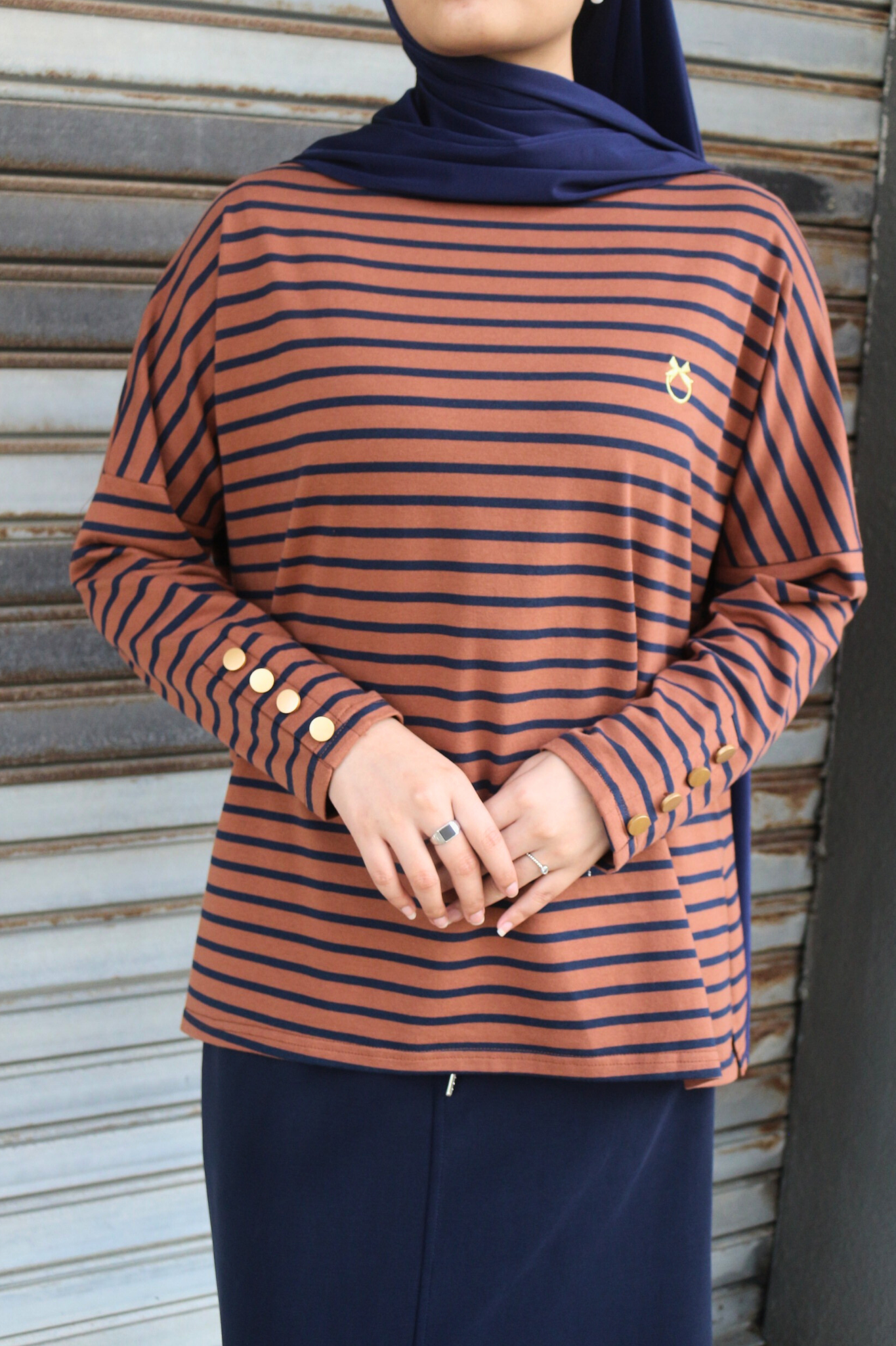 Amani Stripe Button Top