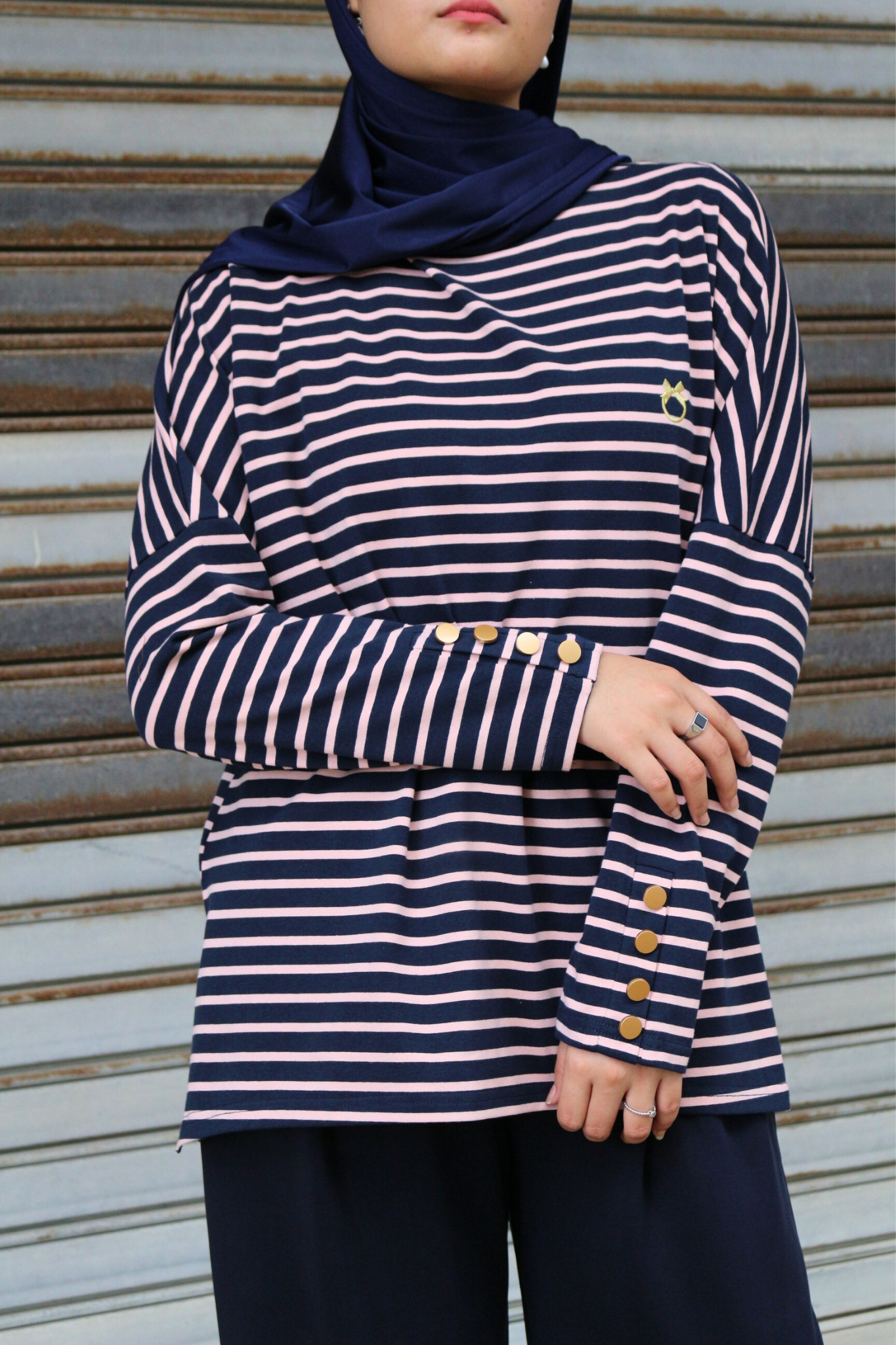 Amani Stripe Button Top