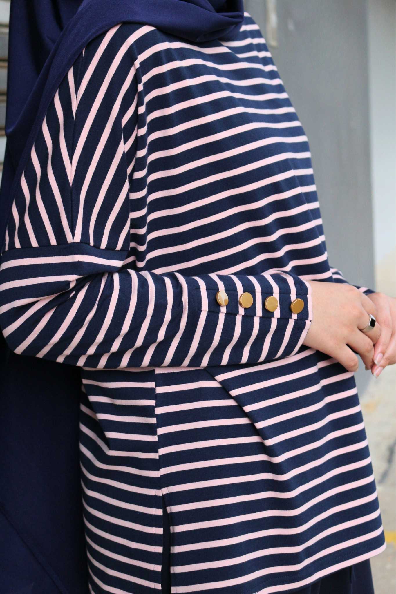 Amani Stripe Button Top