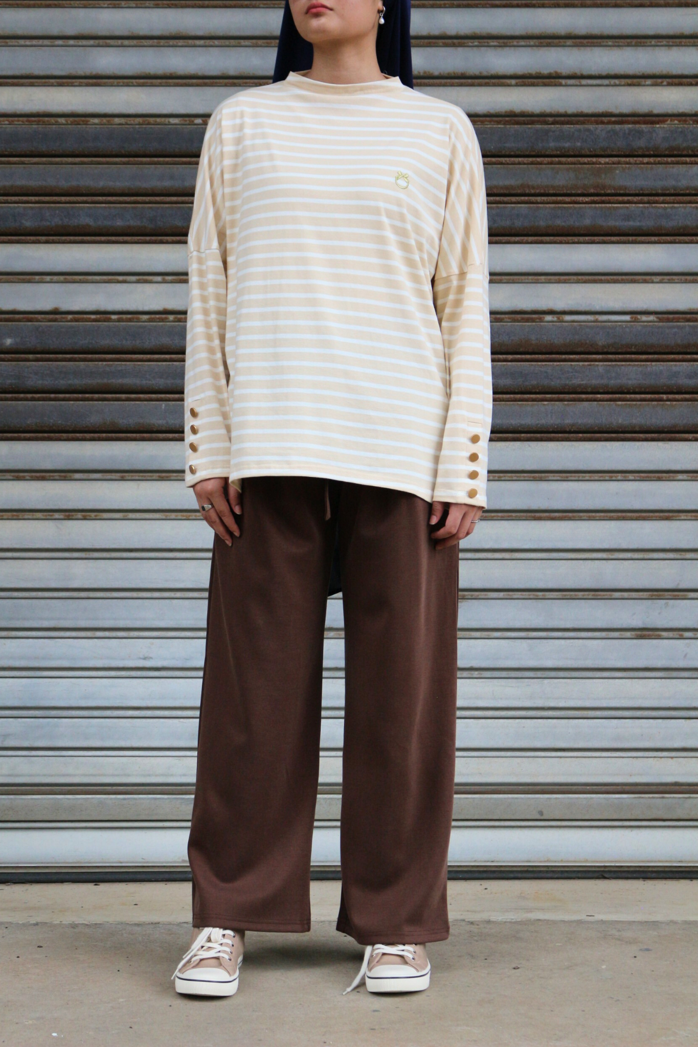 Amani Stripe Button Top