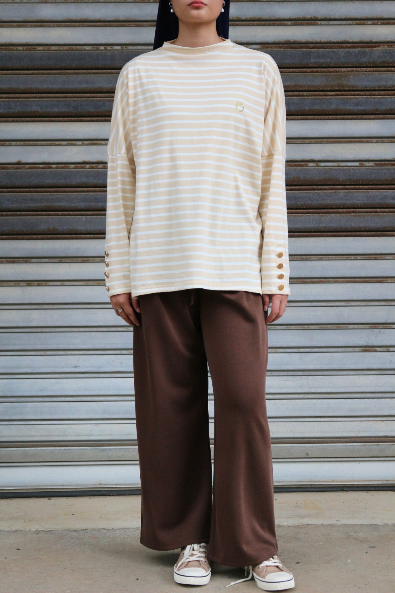Amani Stripe Button Top