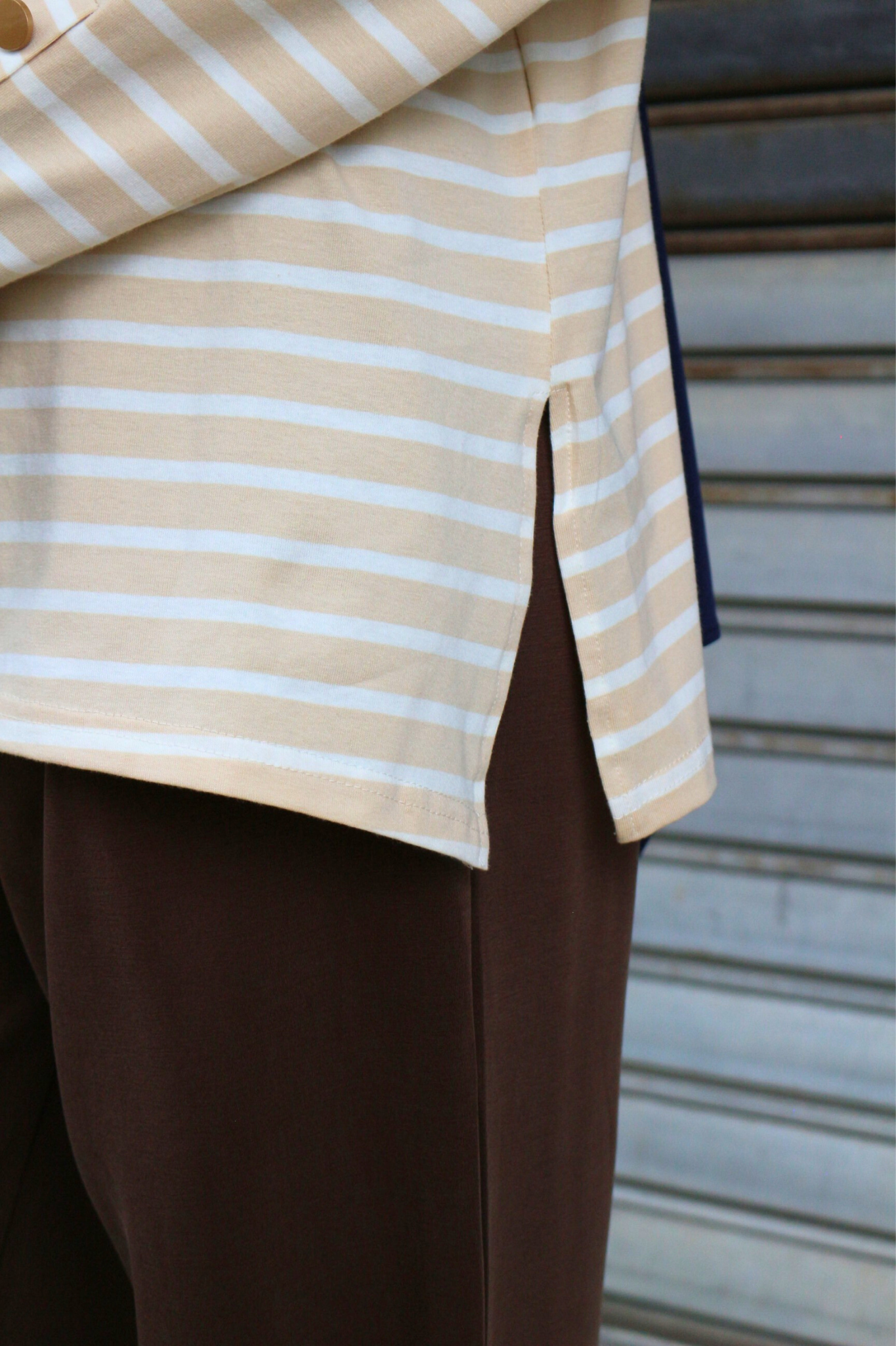 Amani Stripe Button Top