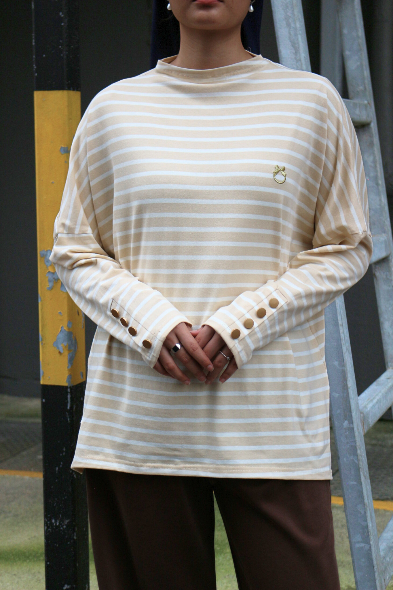 Amani Stripe Button Top