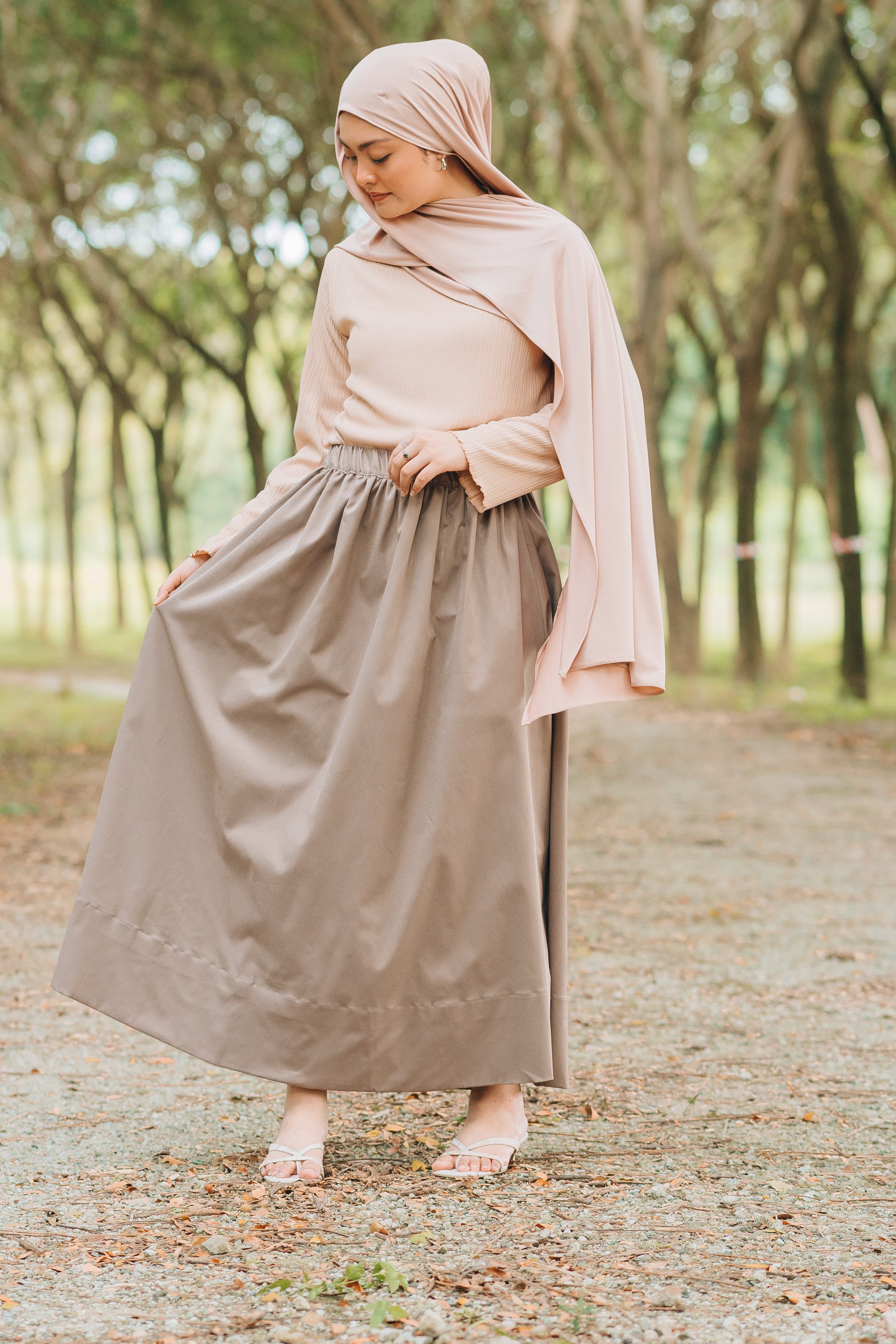 Rae Heavy Cotton Twill Skirt in Dusty