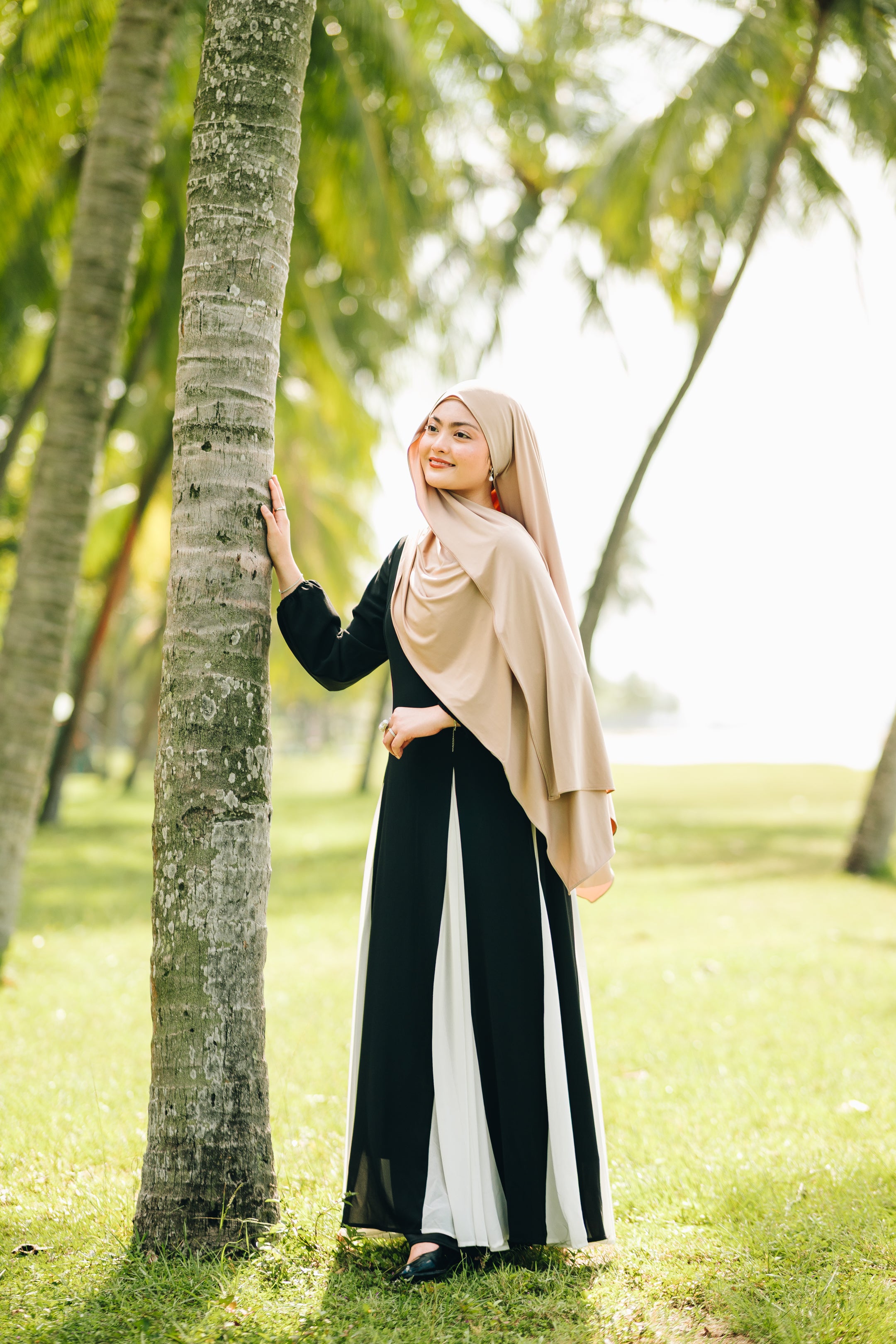 Waist Stitched Dual Tone Chiffon Dress