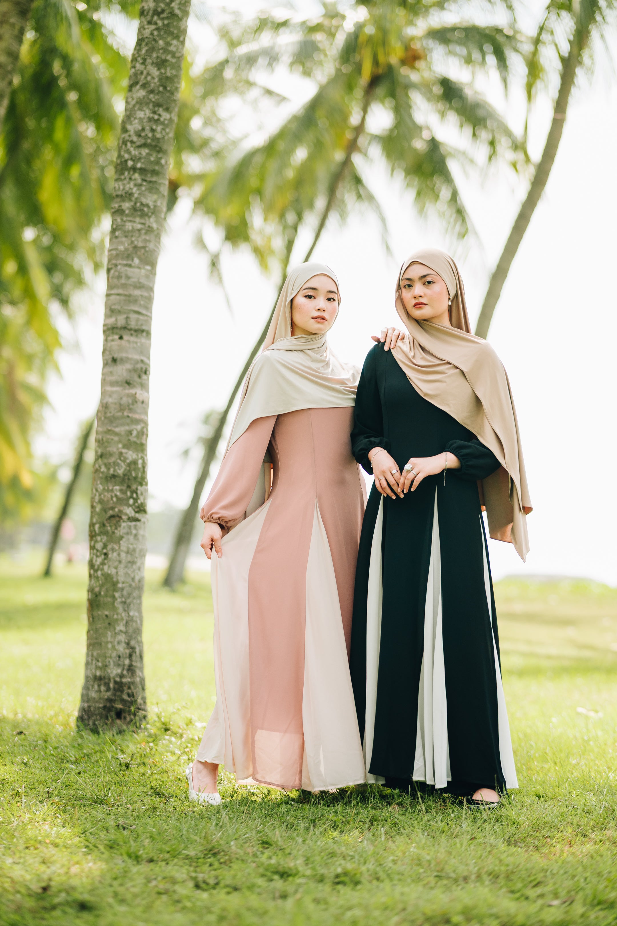 Waist Stitched Dual Tone Chiffon Dress