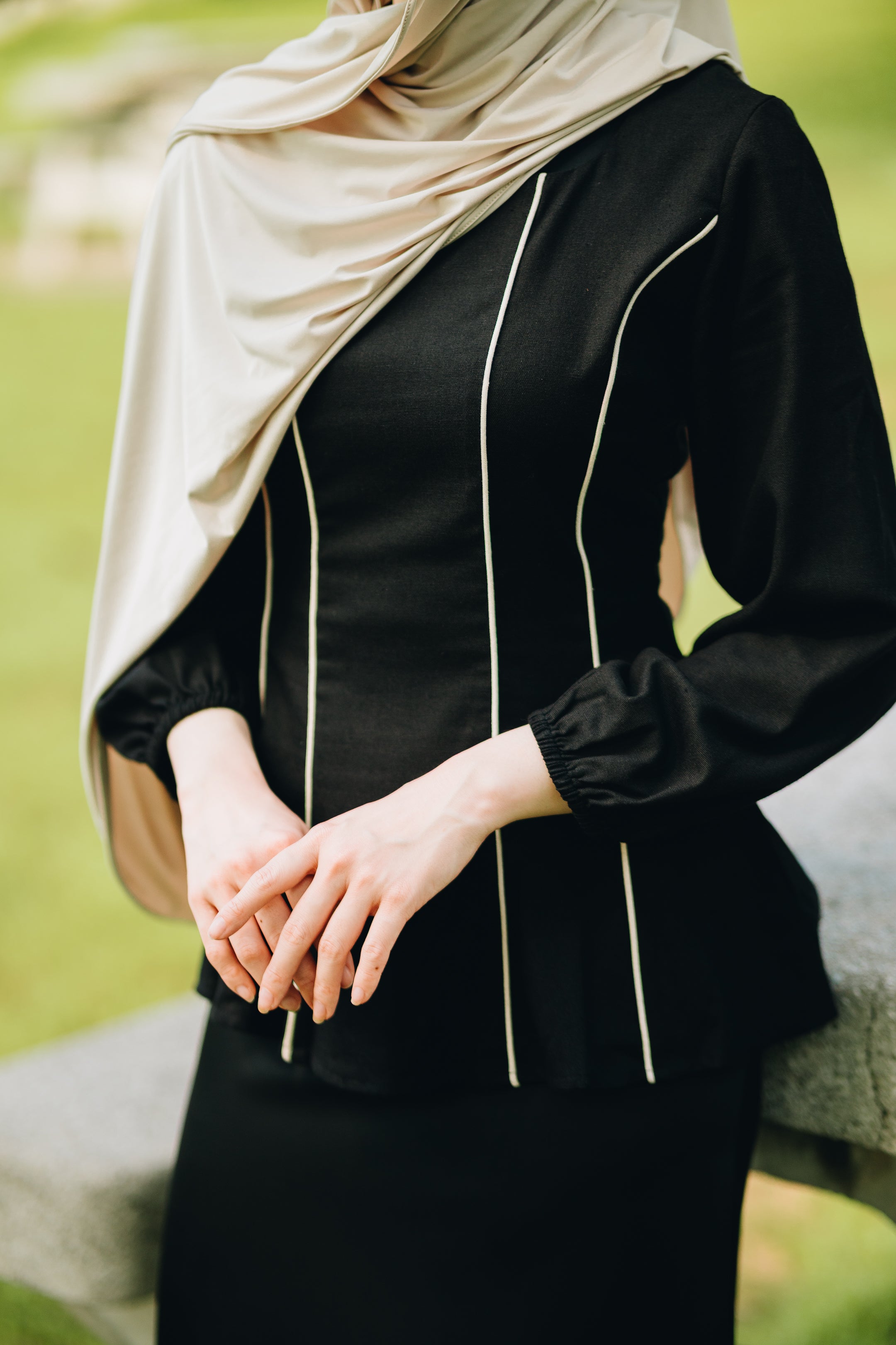 Linen Panelled Peplum Top