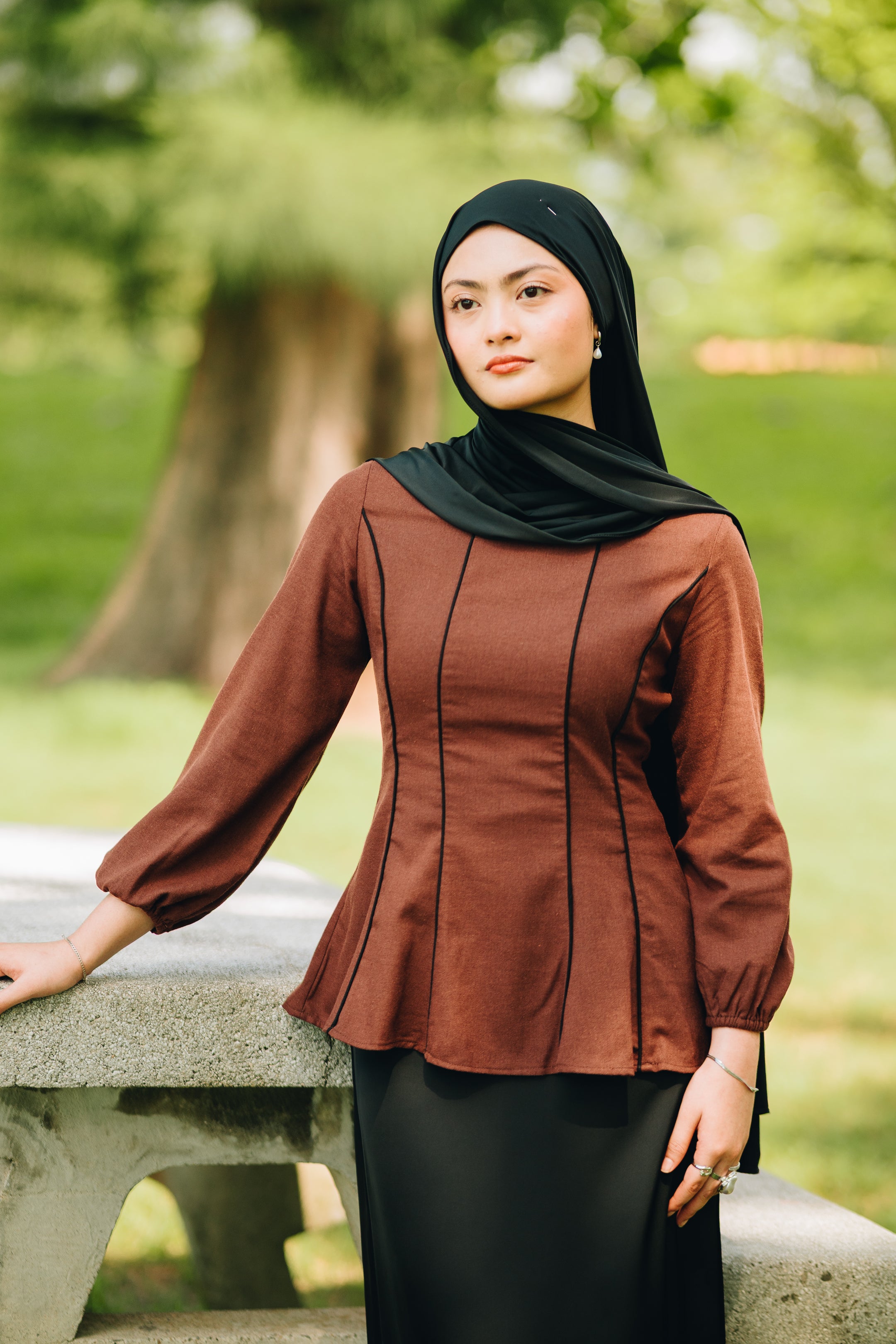 Linen Panelled Peplum Top