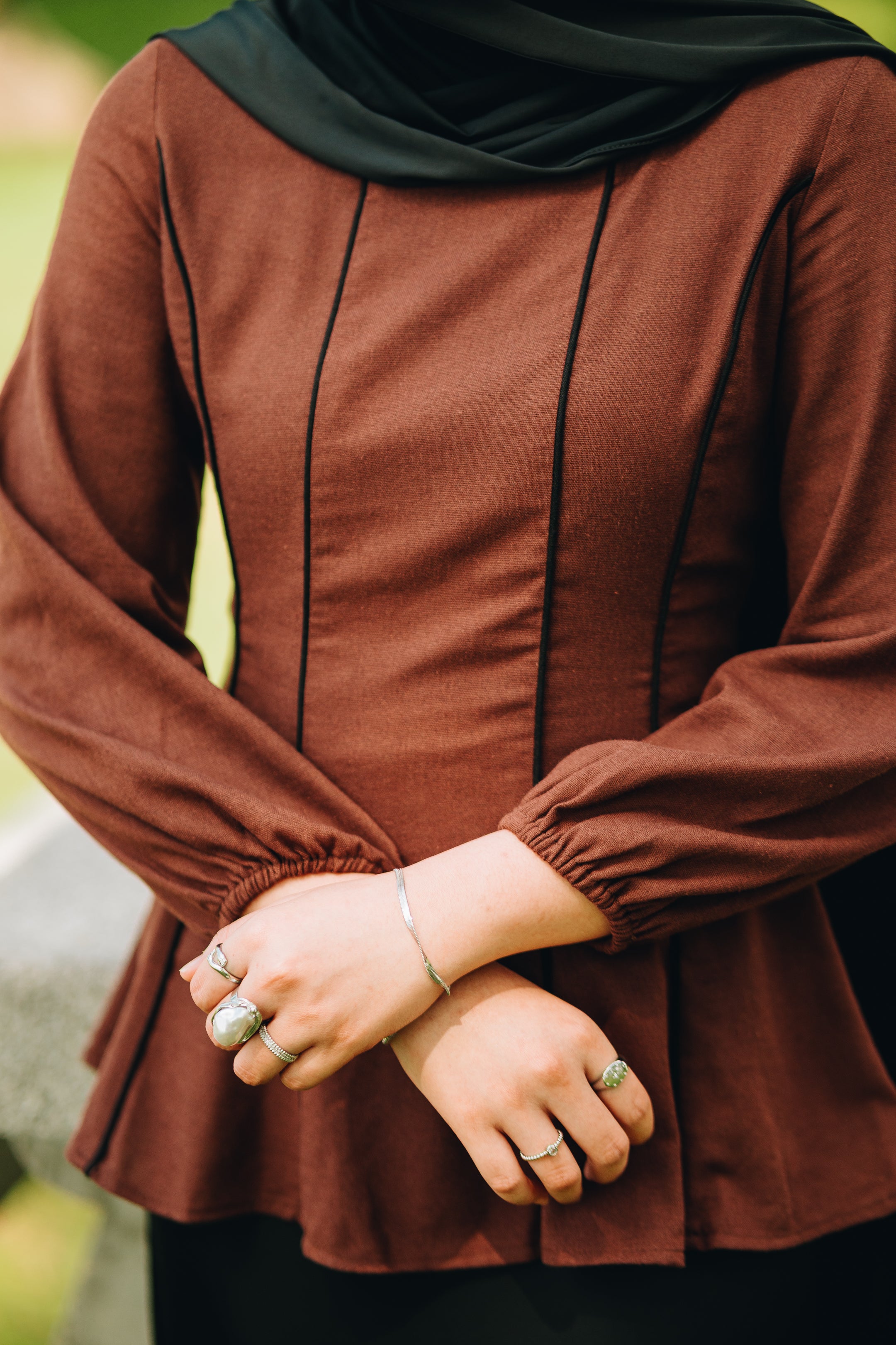 Linen Panelled Peplum Top