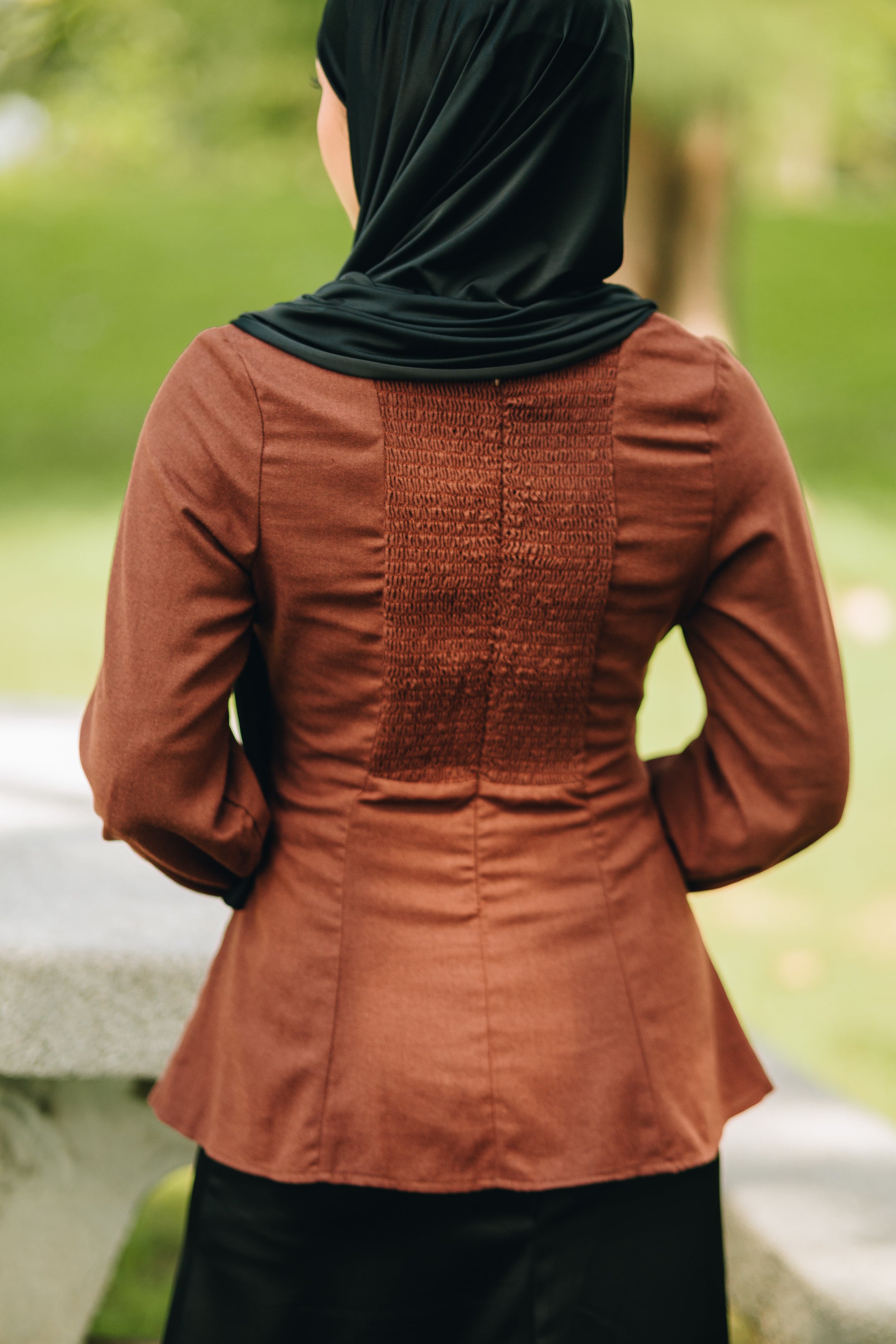 Linen Panelled Peplum Top