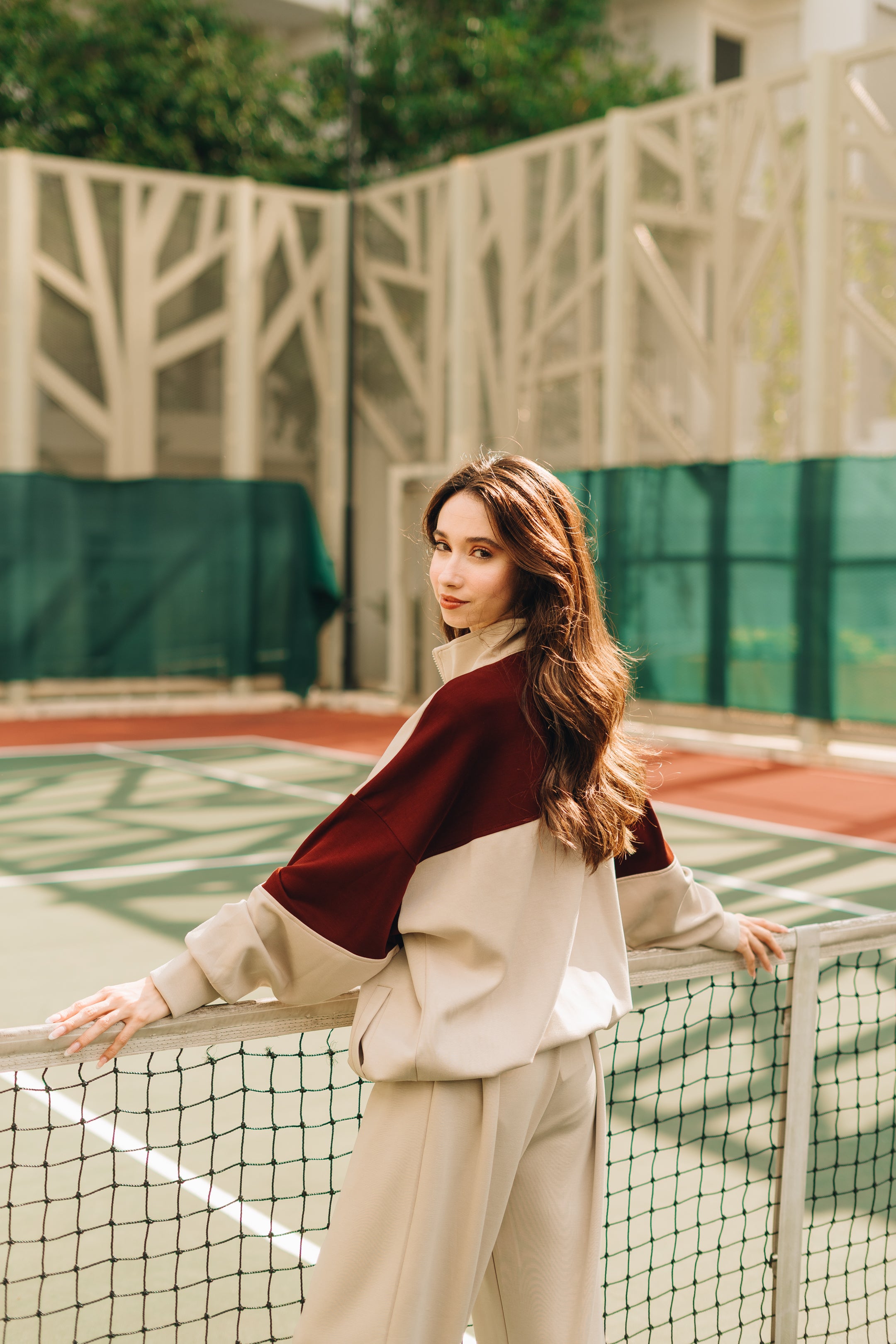 Habibti Modal Dual Tone Jacket in Maroon