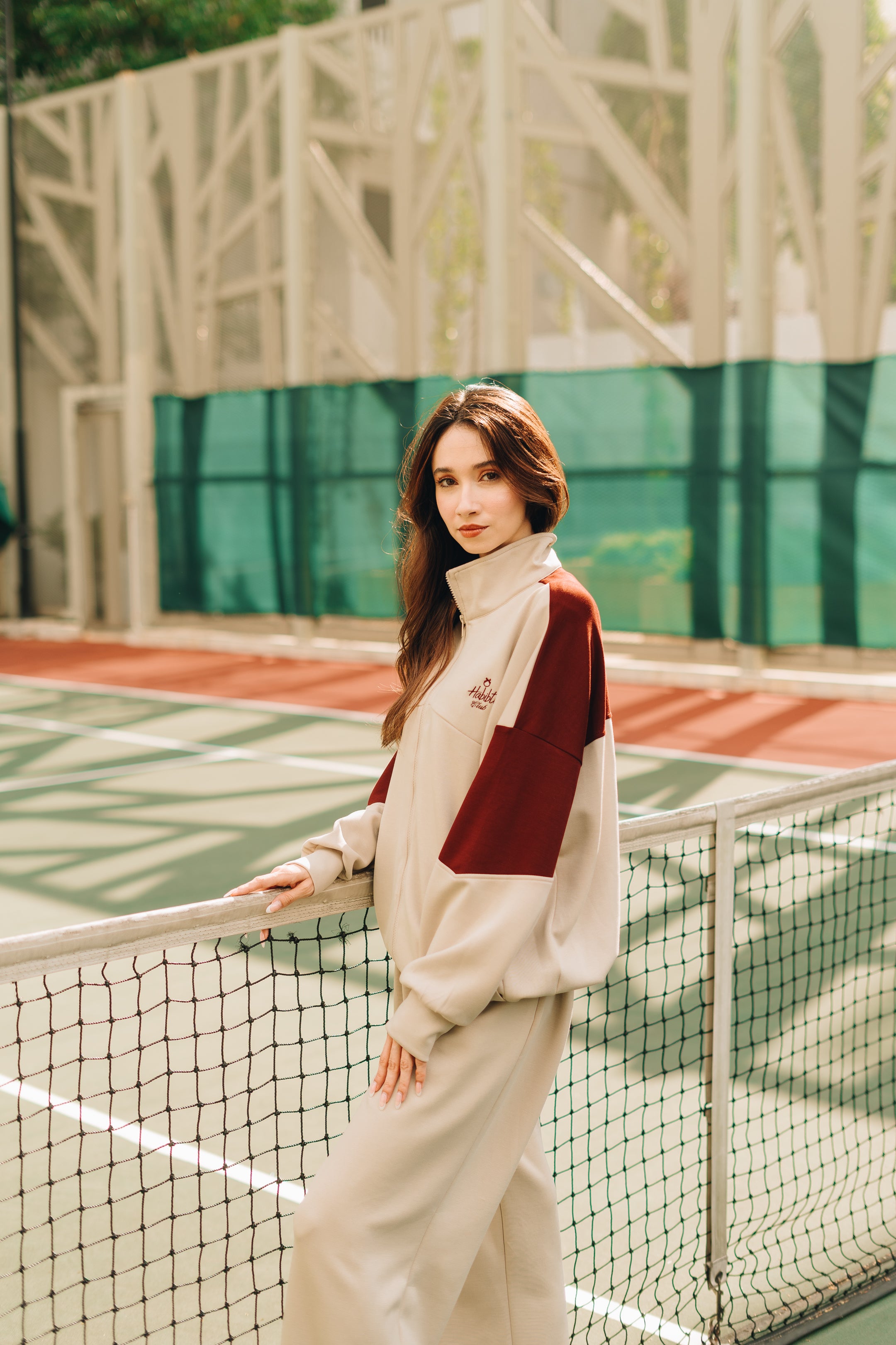 Habibti Modal Dual Tone Jacket in Maroon