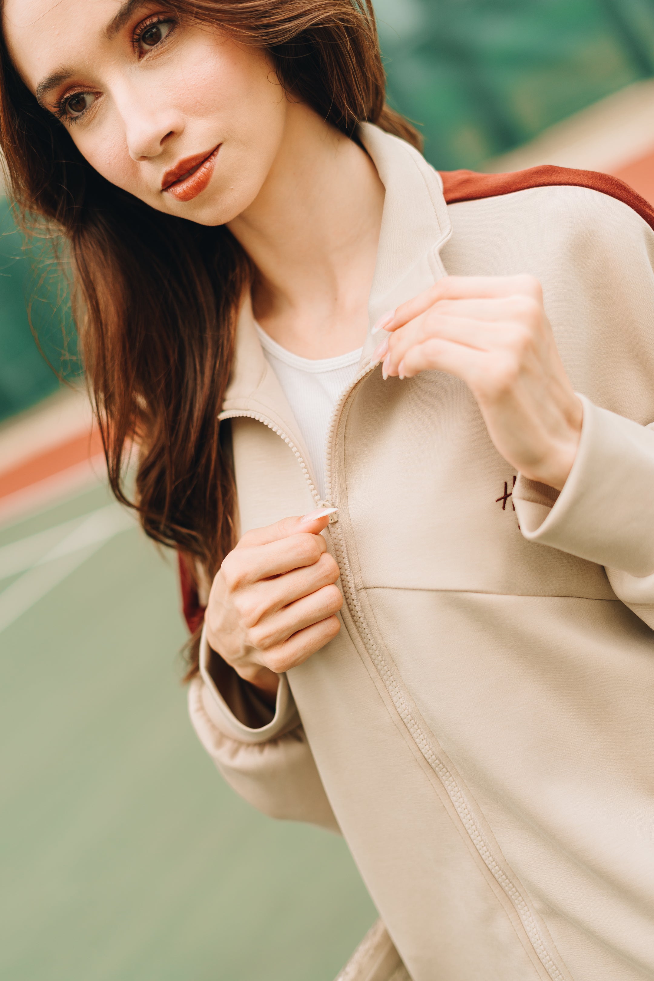 Habibti Modal Dual Tone Jacket in Maroon