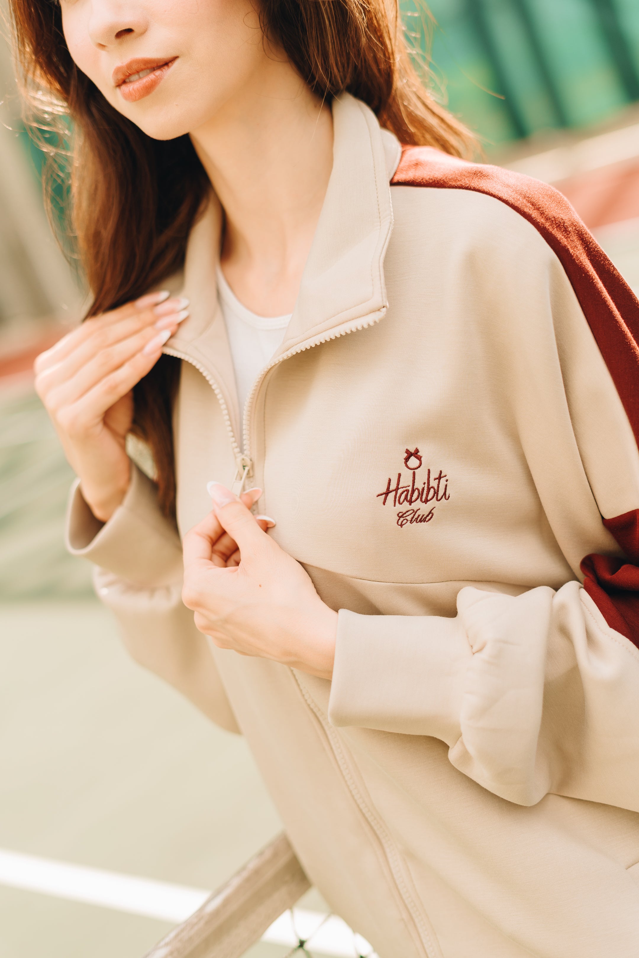 Habibti Modal Dual Tone Jacket in Maroon