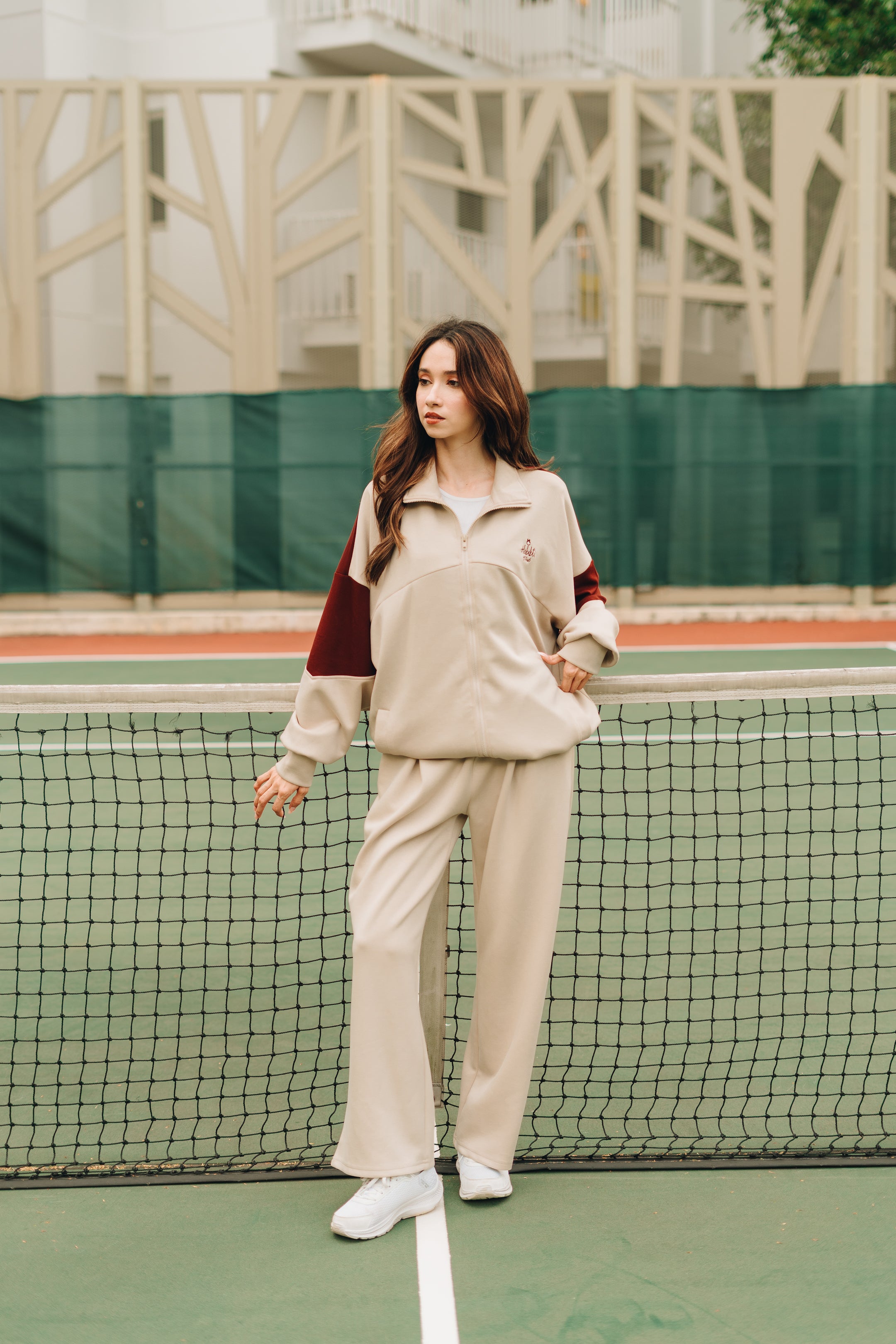 Habibti Modal Dual Tone Jacket in Maroon