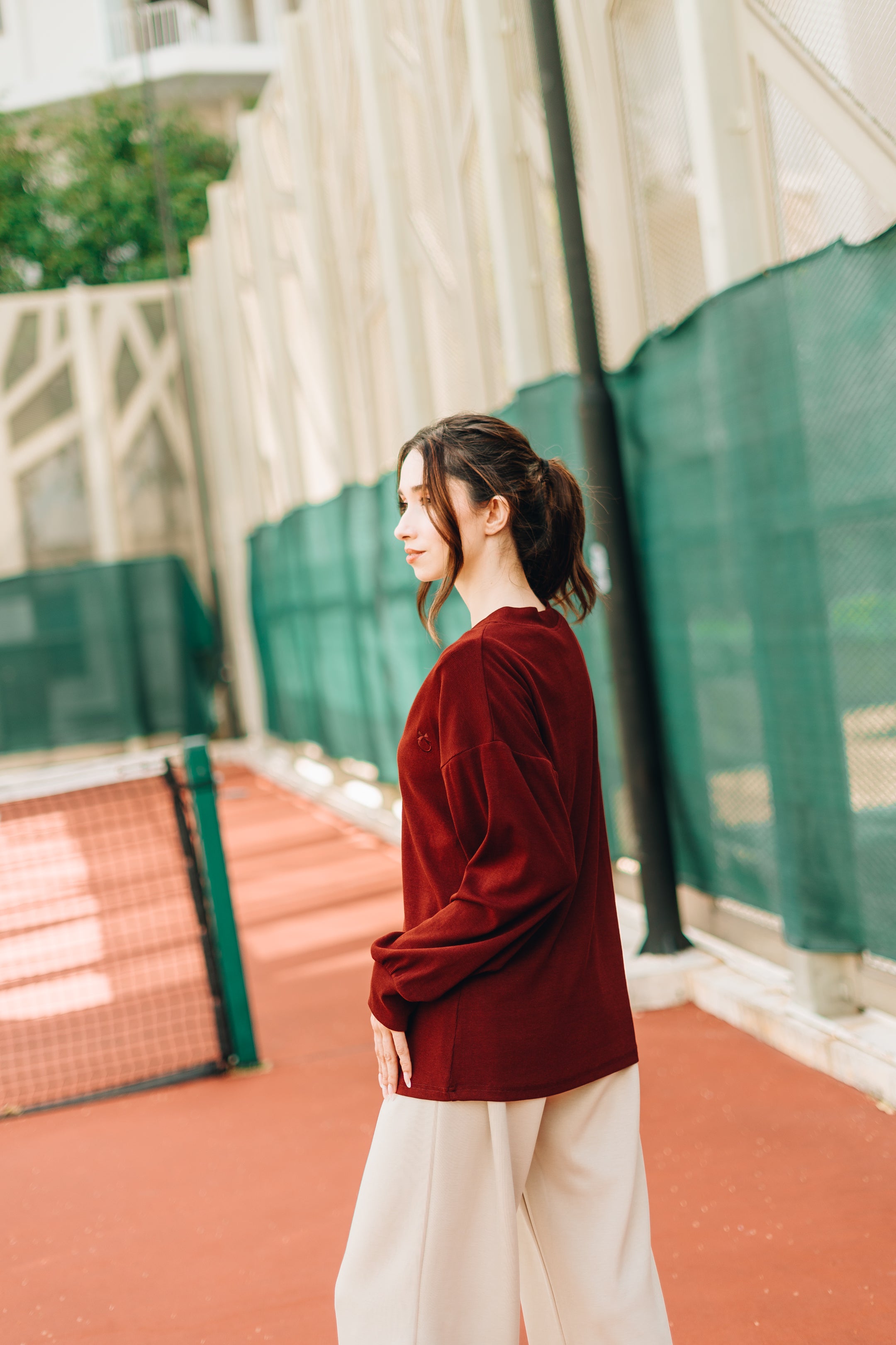 Modal Knitted Cardigan in Maroon