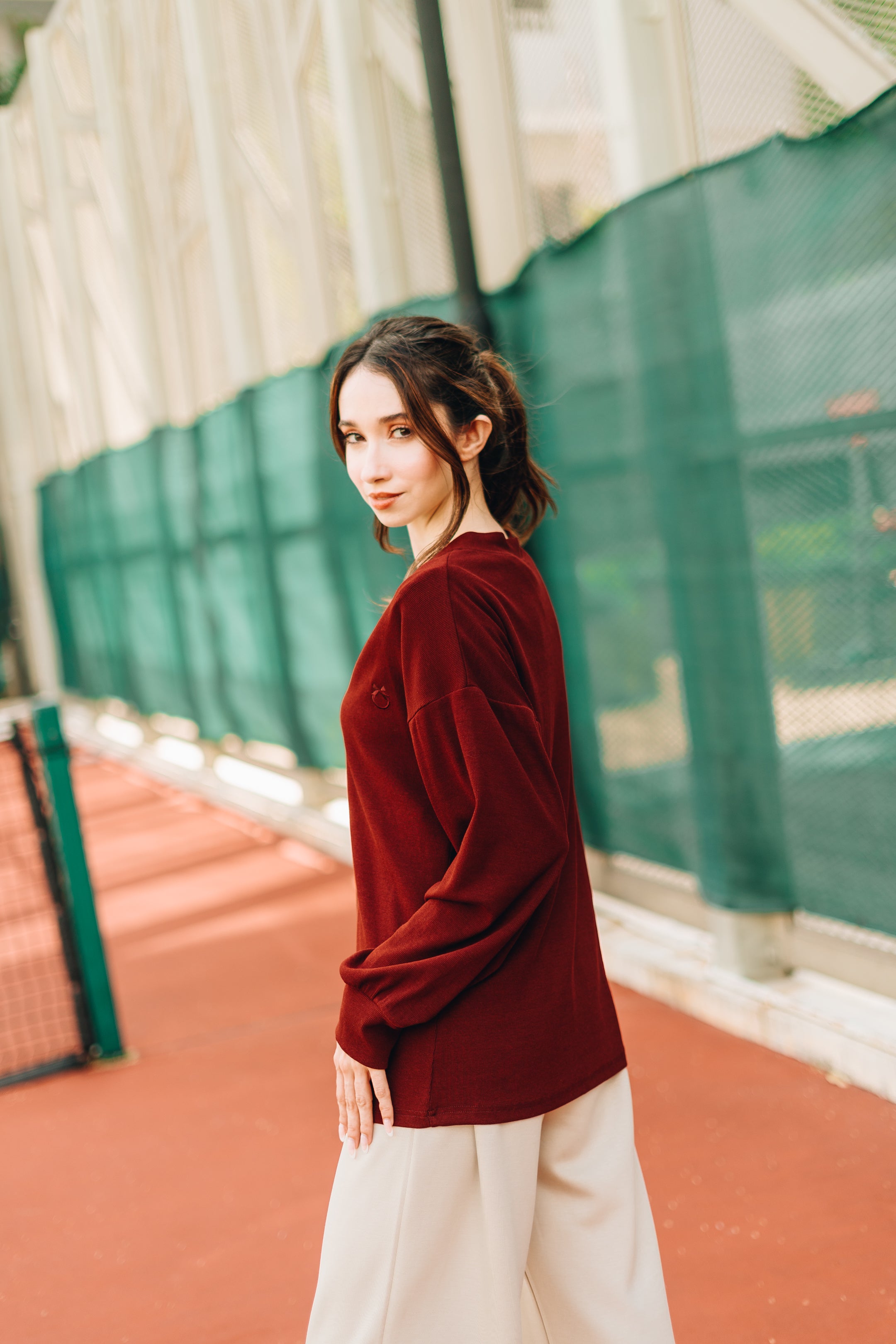 Modal Knitted Cardigan in Maroon