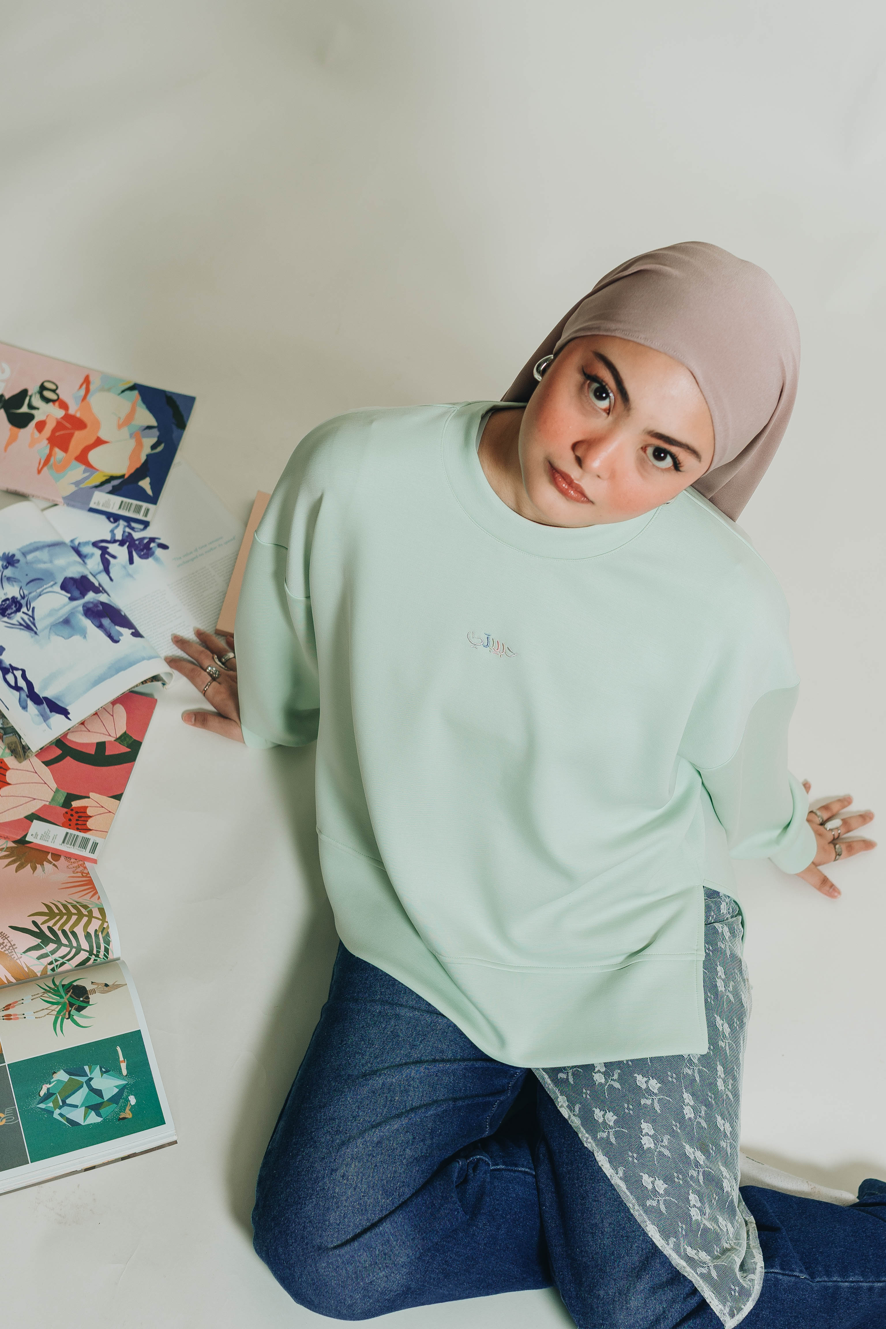 Modal Habibti Sweater in Mint