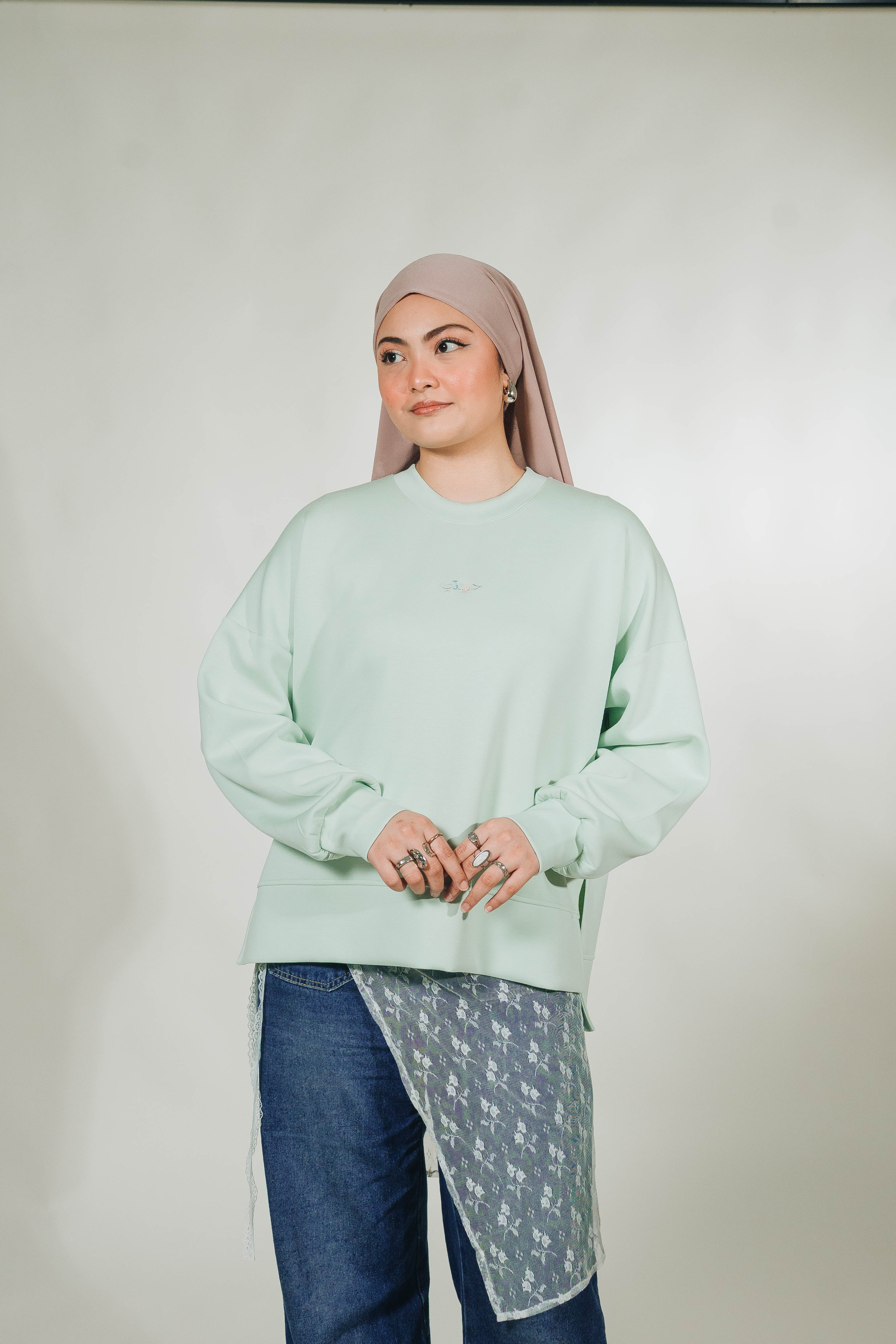 Modal Habibti Sweater in Mint