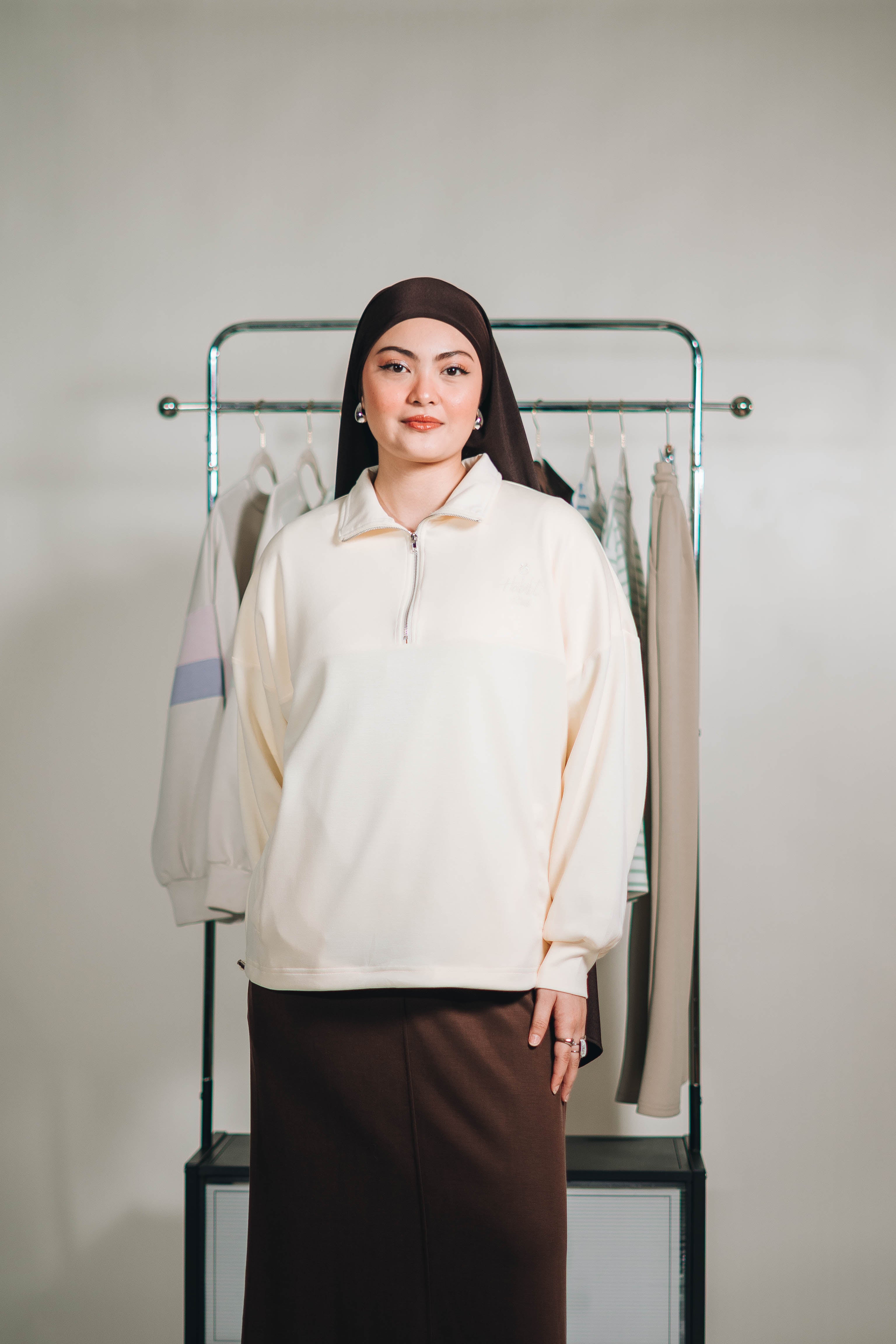 Habibti Quarter Zip Jacket in Butter