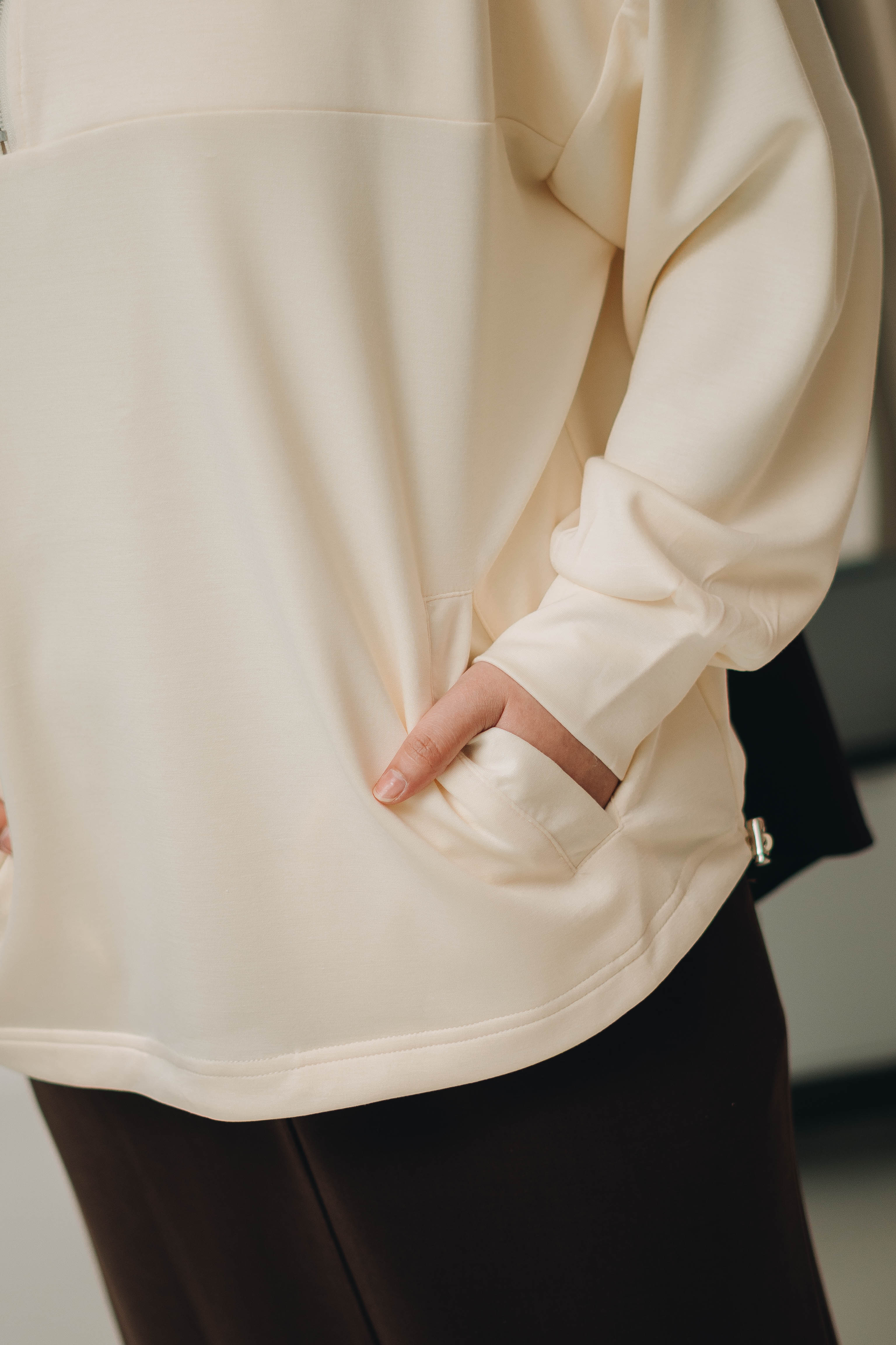 Habibti Quarter Zip Jacket in Butter