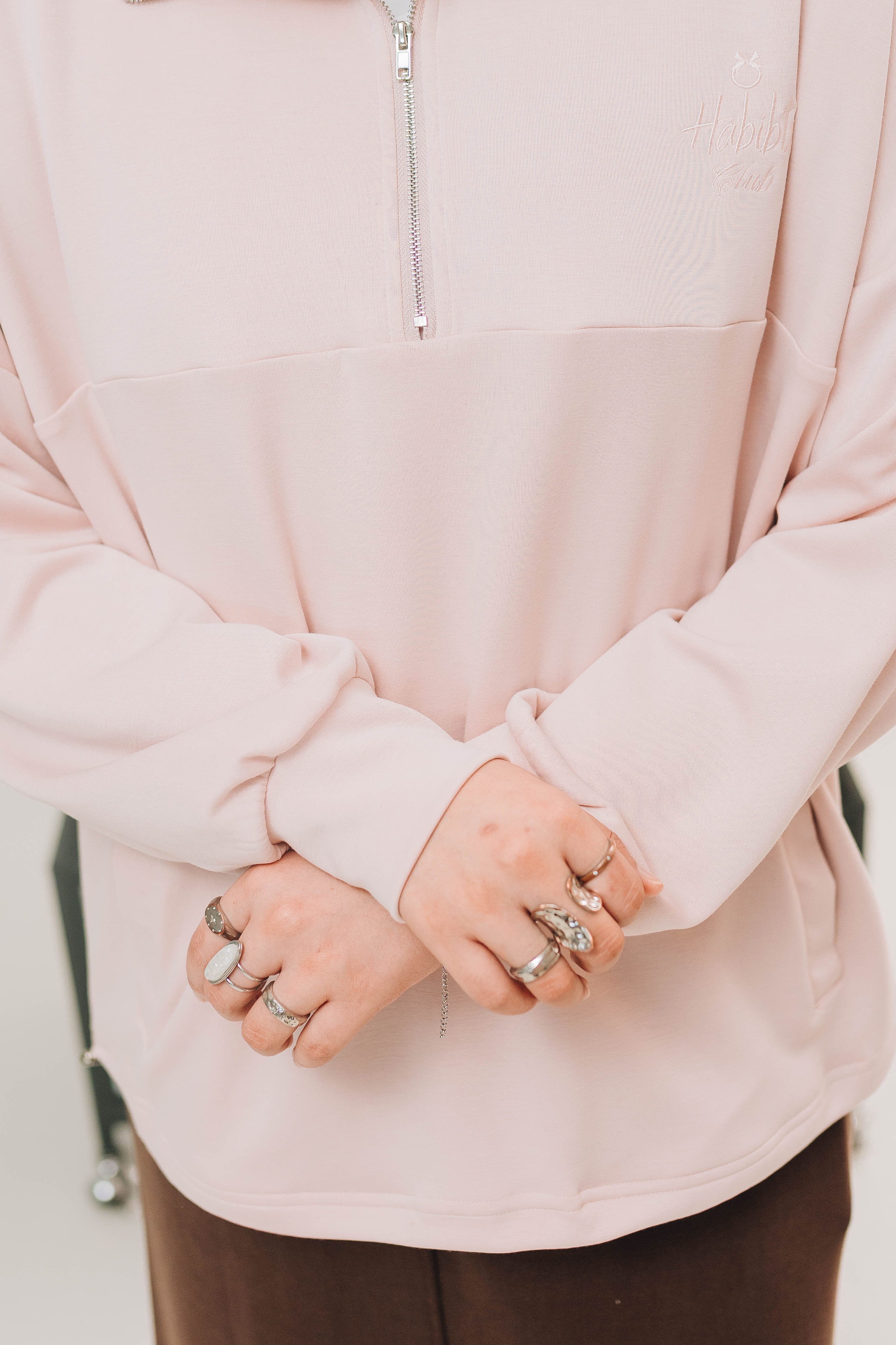 Habibti Quarter Zip Jacket in Strawberry