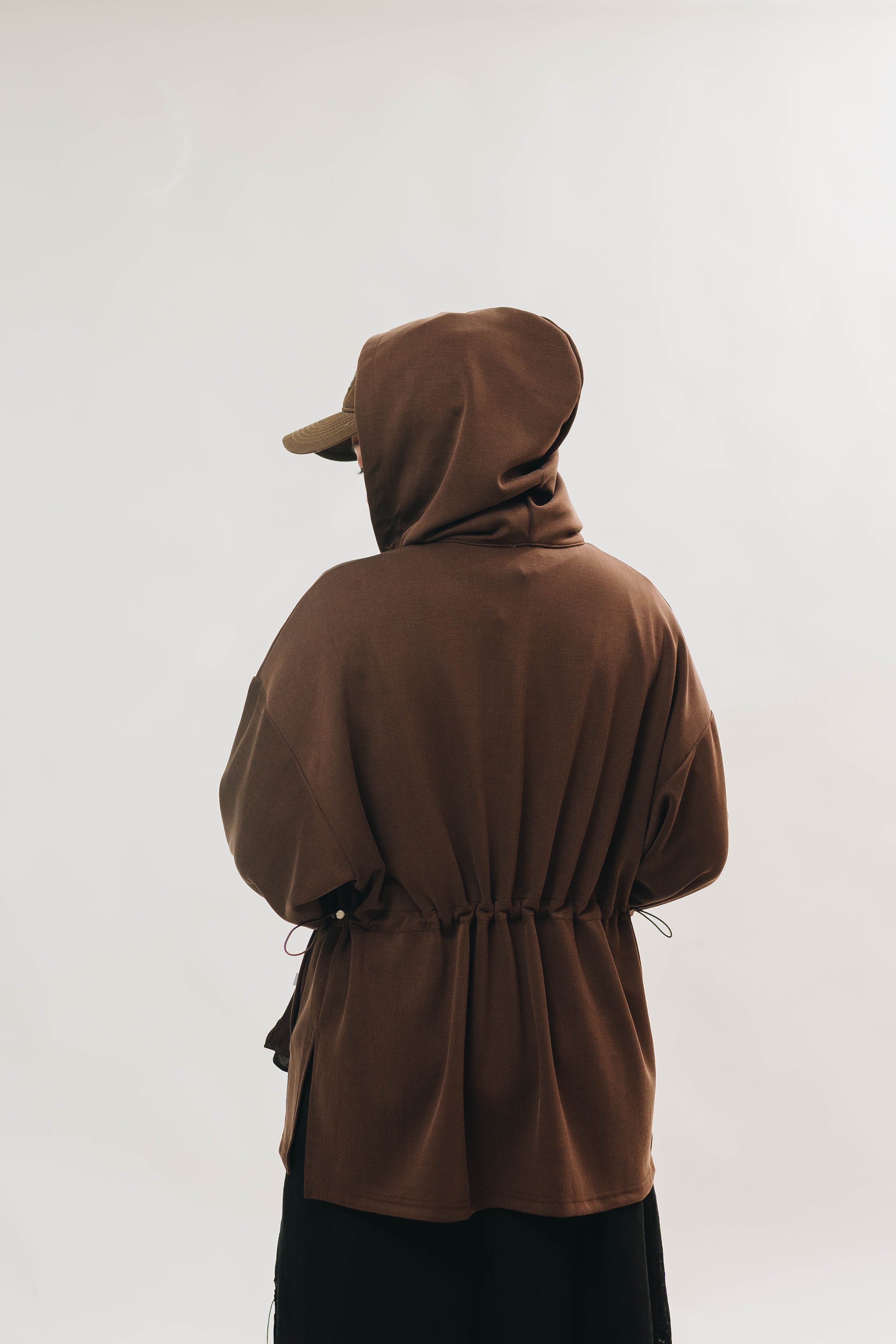 Habibti Modal Zip-Up Hoodie in Brown
