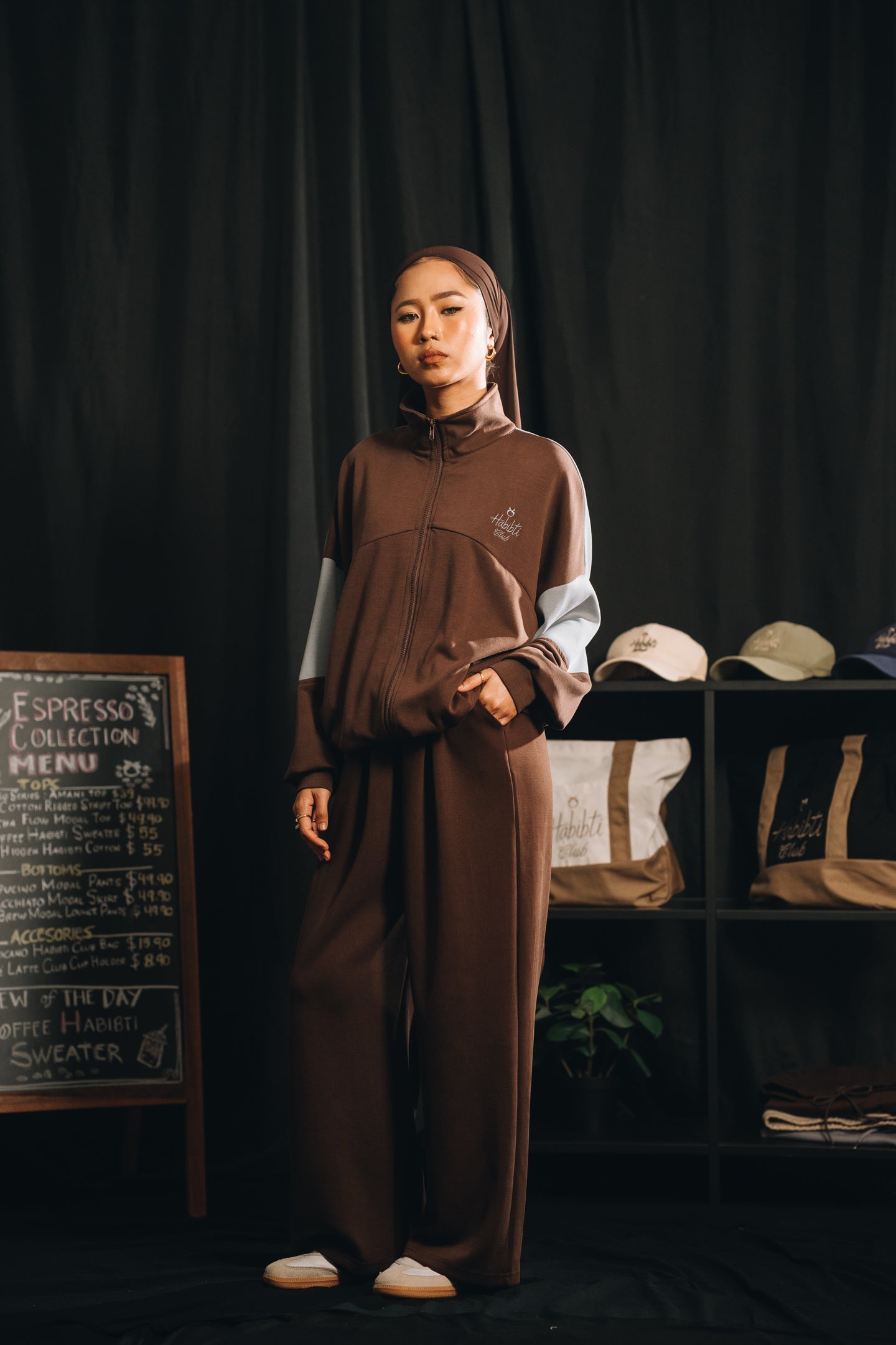 Habibti Modal Dual Tone Jacket in Brown