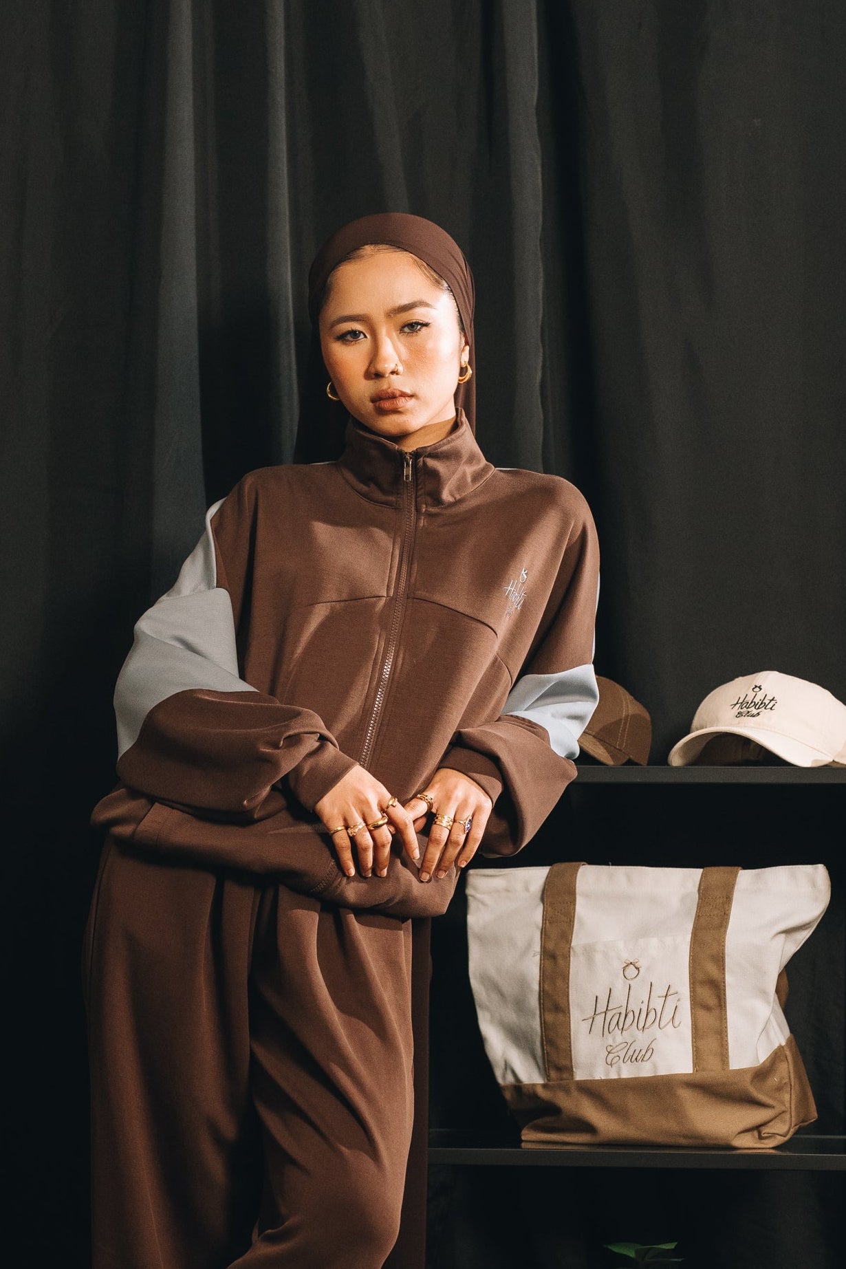 Habibti Modal Dual Tone Jacket in Brown