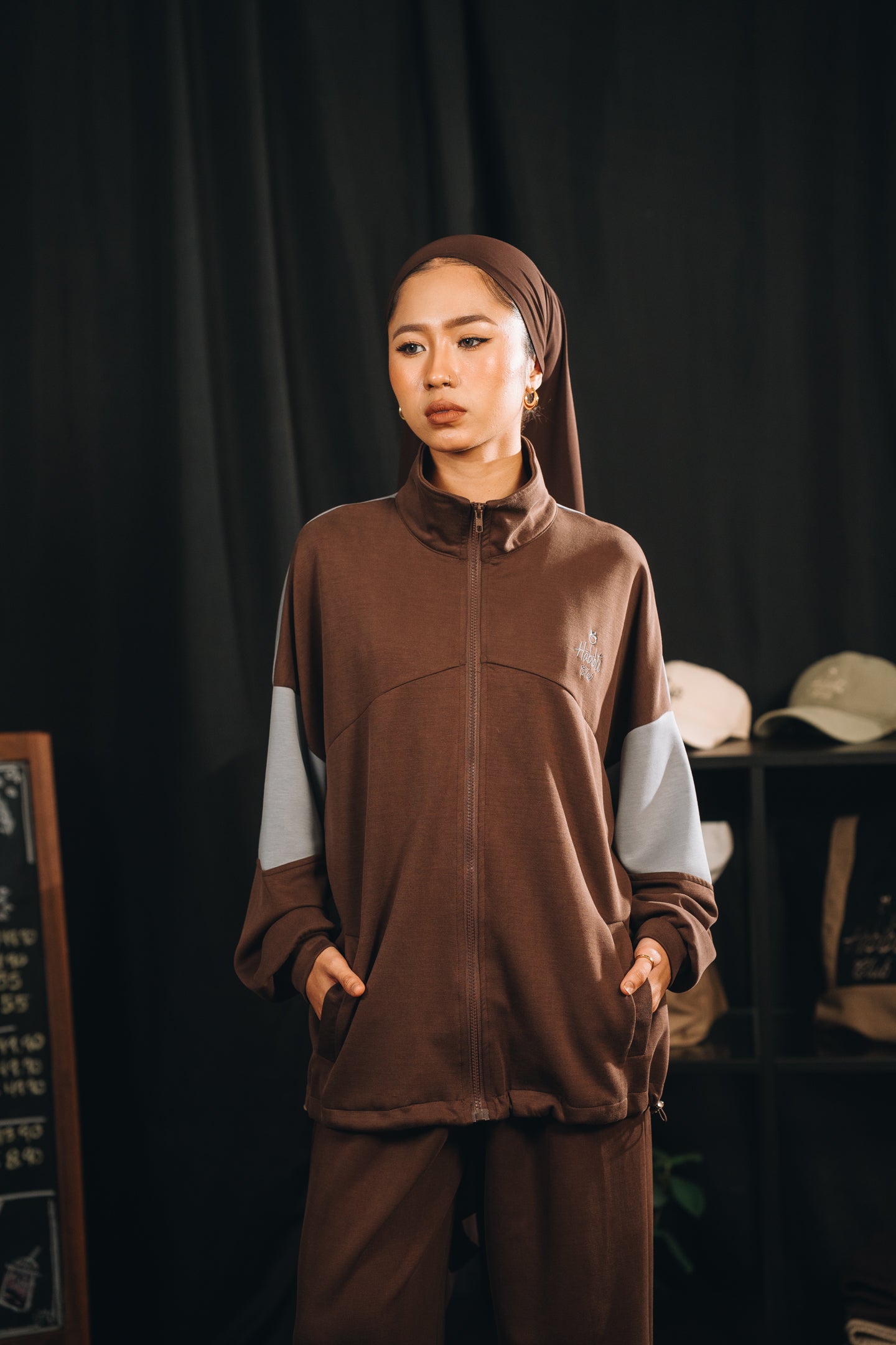 Habibti Modal Dual Tone Jacket in Brown