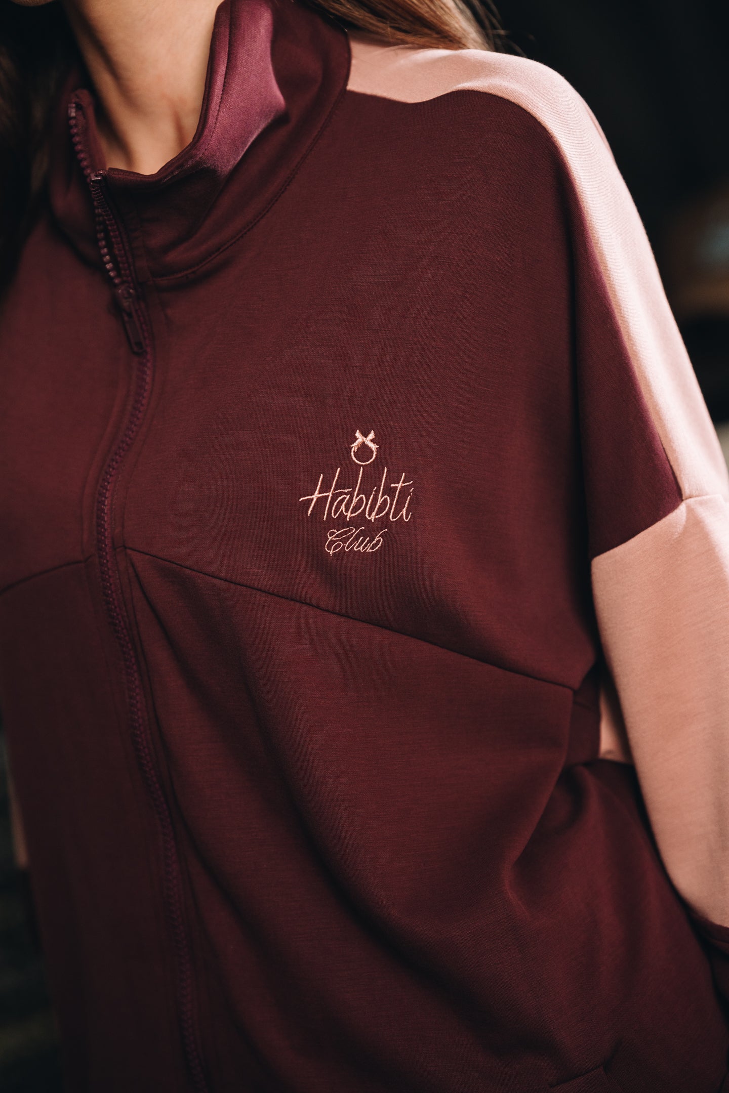 Habibti Modal Dual Tone Jacket in Burgundy