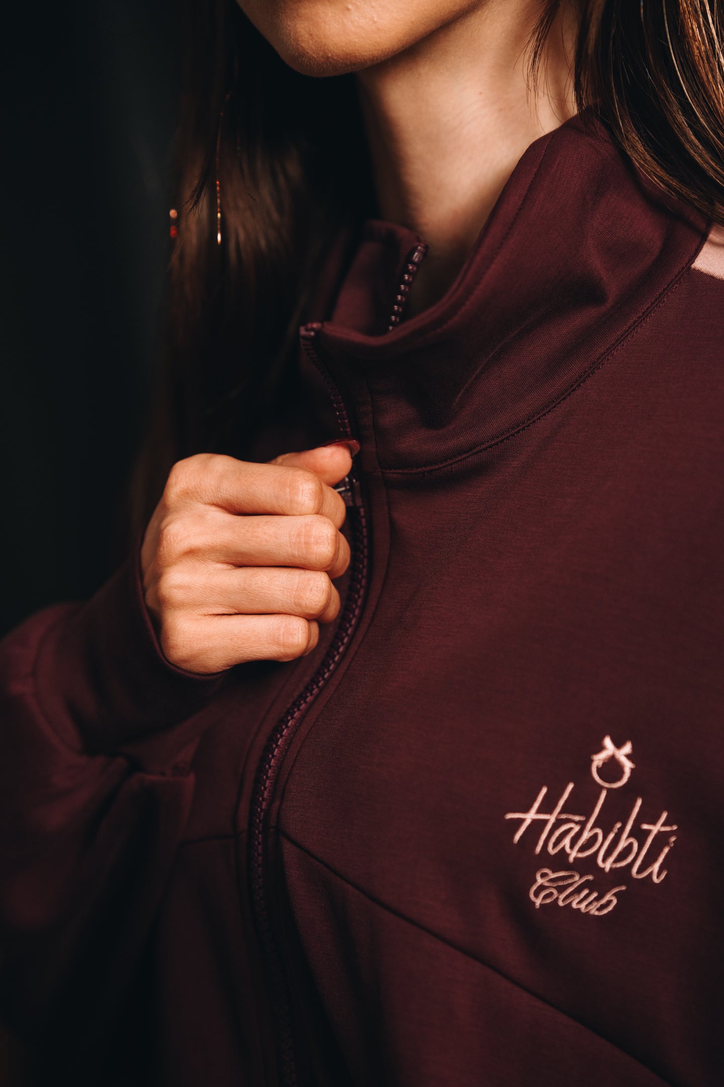 Habibti Modal Dual Tone Jacket in Burgundy