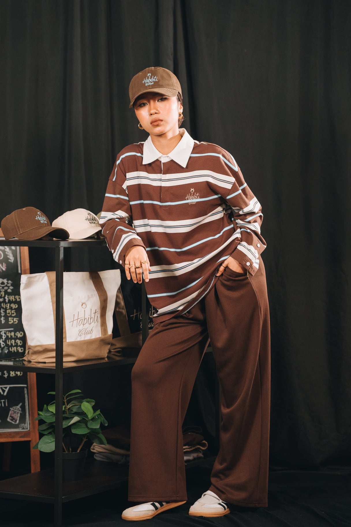 Noa Stripe Top in Chocolate