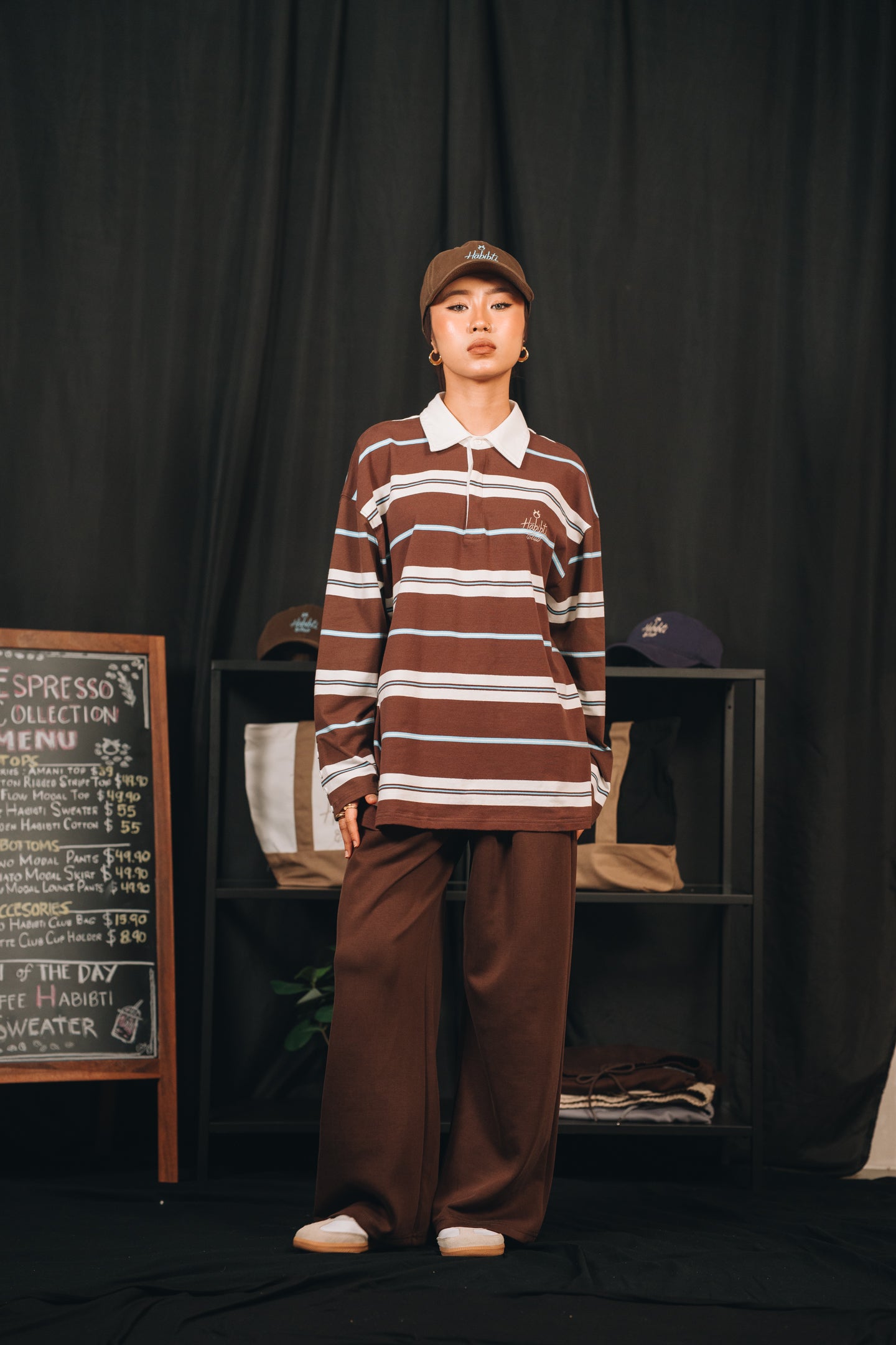 Noa Stripe Top in Chocolate