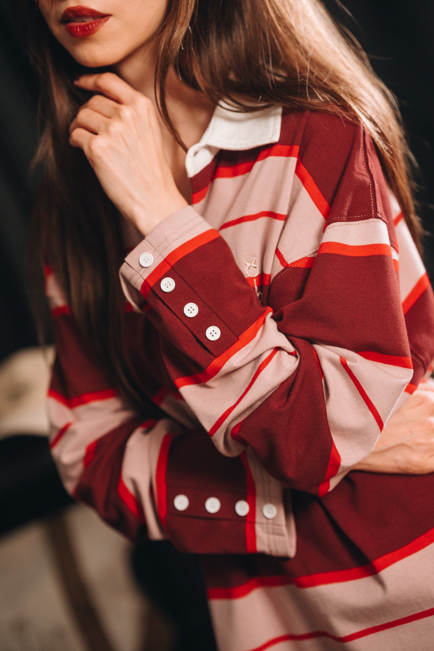 Noa Stripe Top in Cherry