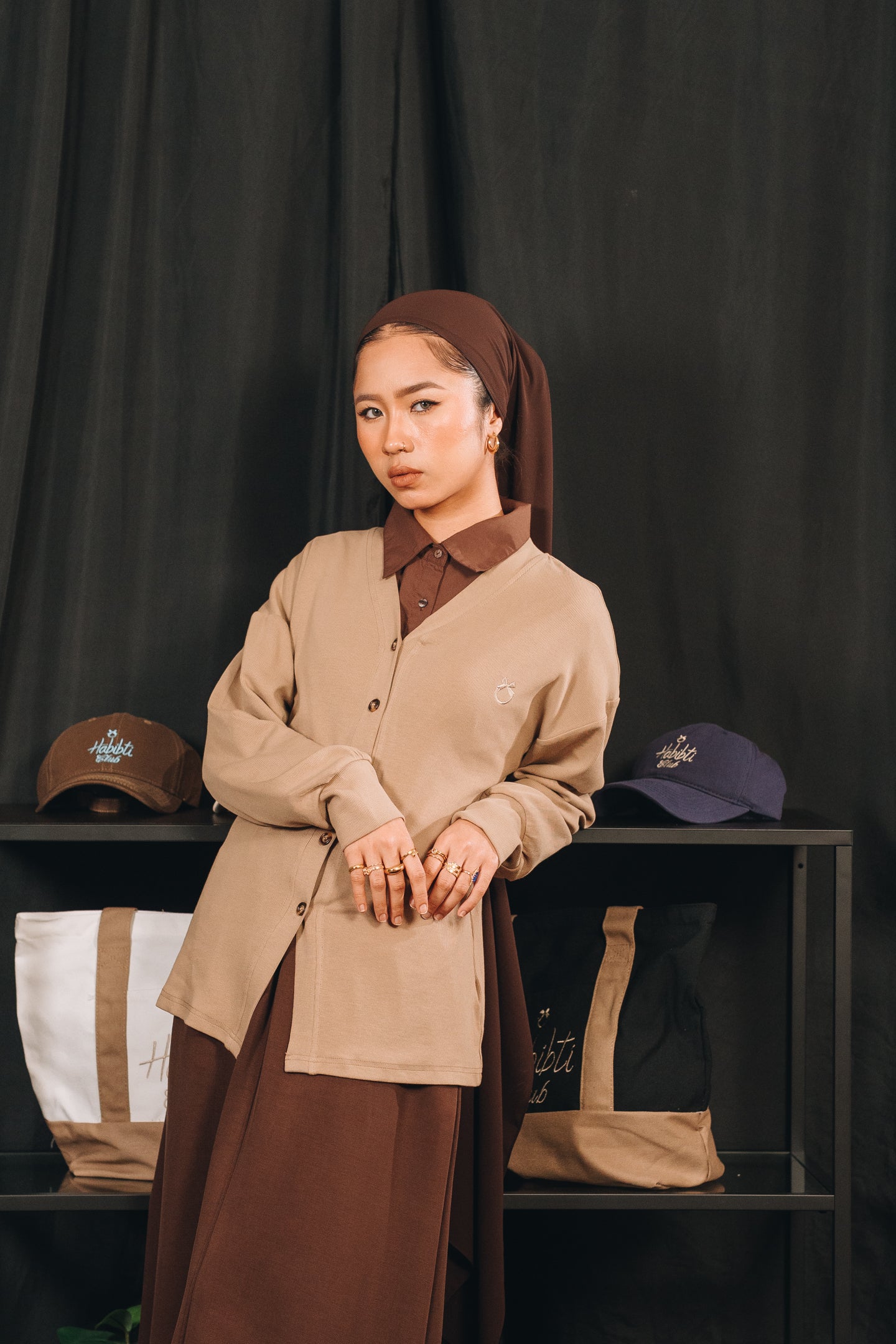 Modal Knitted Cardigan in Toffee