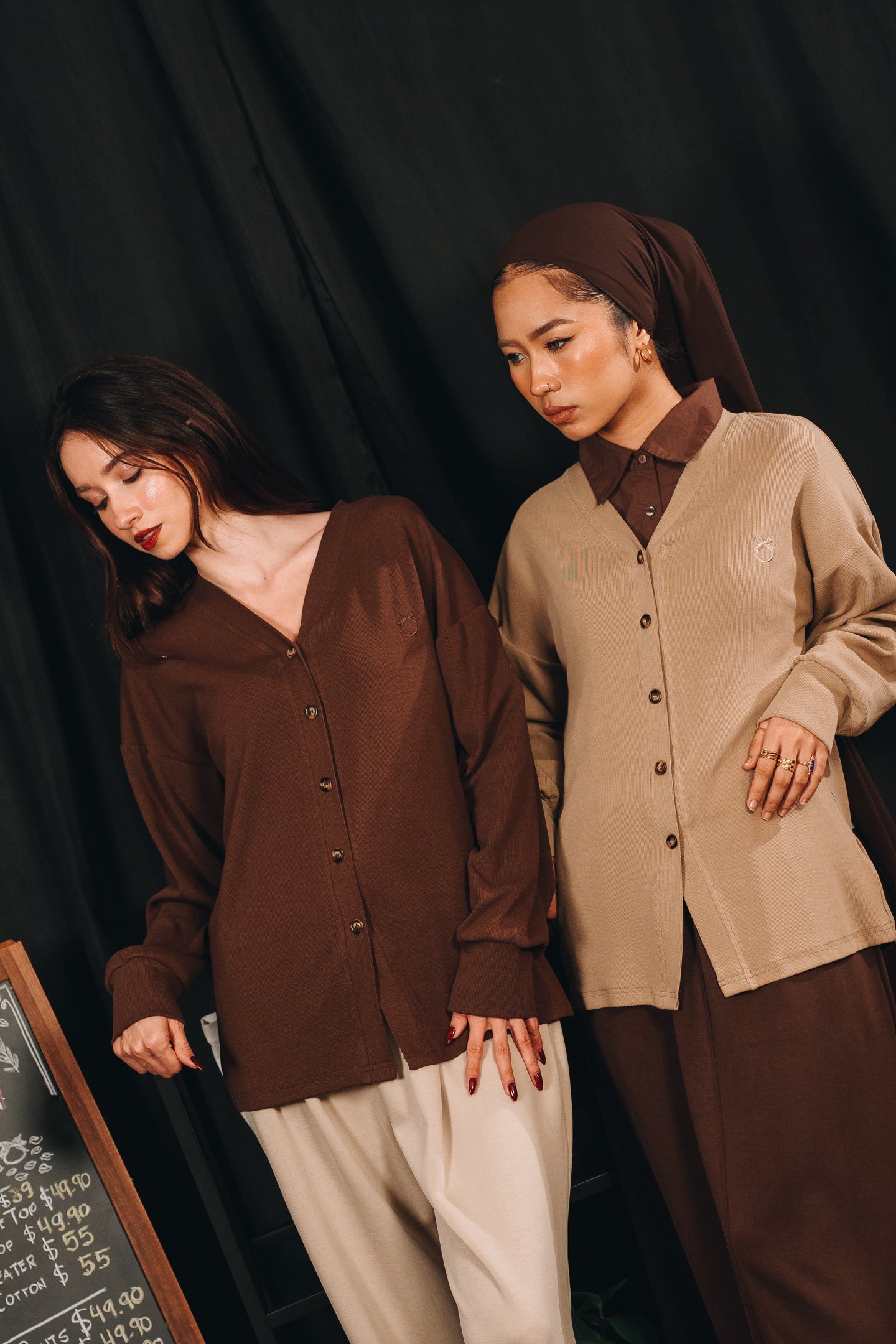 Modal Knitted Cardigan in Toffee