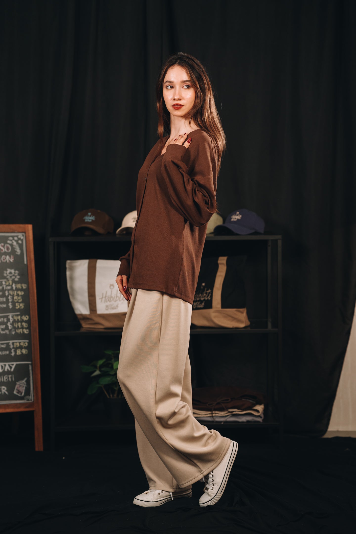 Modal Knitted Cardigan in Cocoa