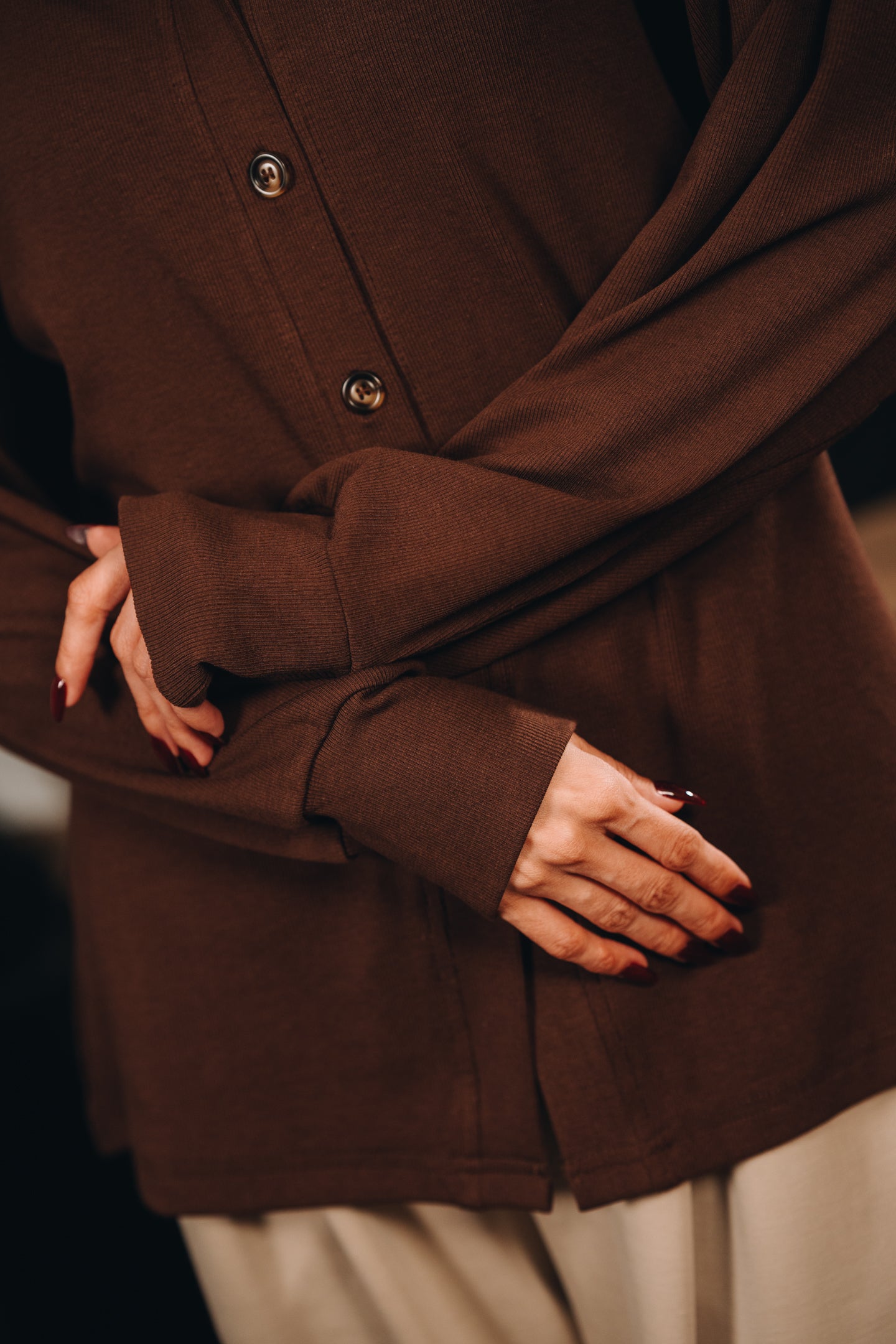 Modal Knitted Cardigan in Cocoa