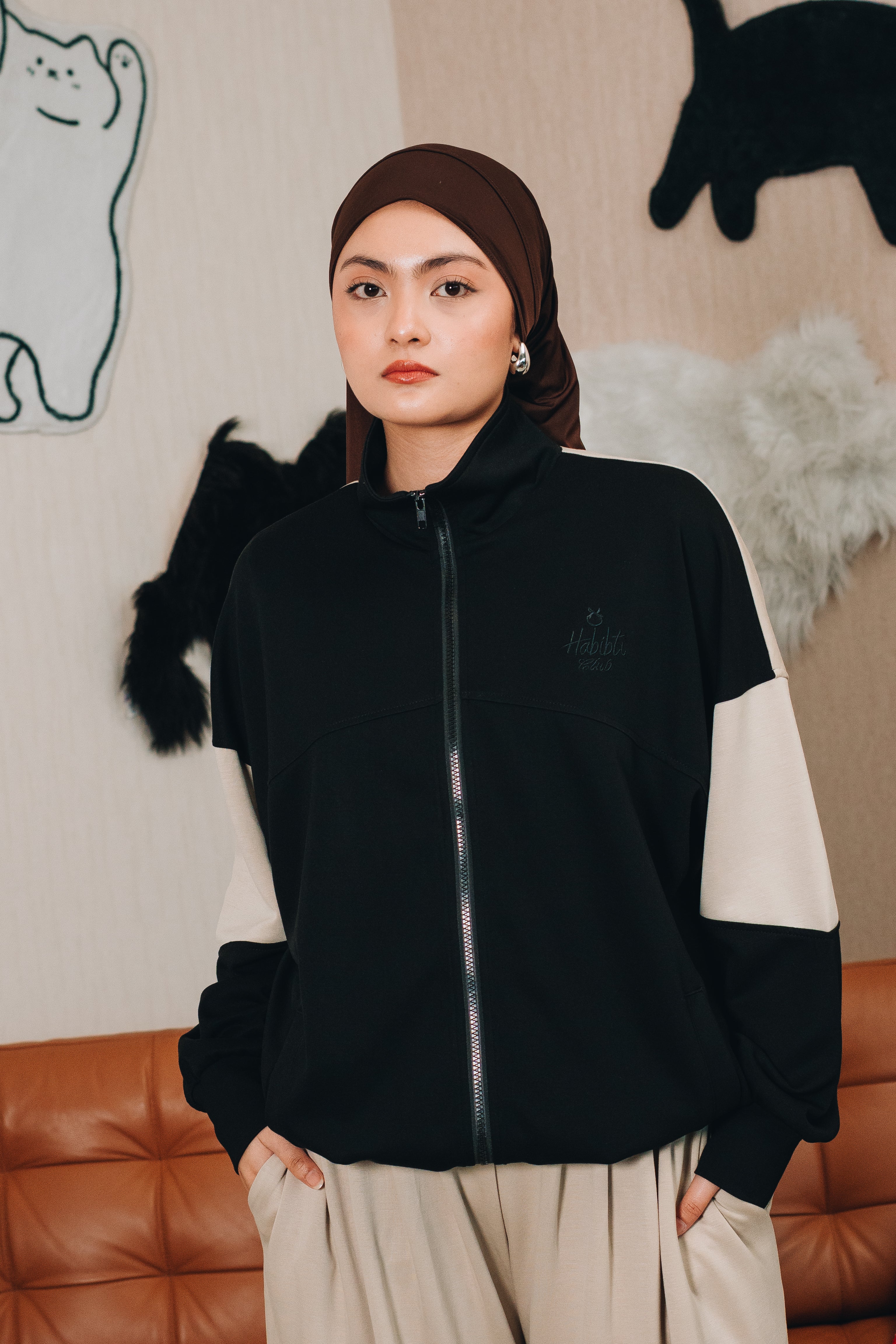 PRE ORDER: Habibti Modal Dual Tone Jacket in Black : Calico & Friends Edition