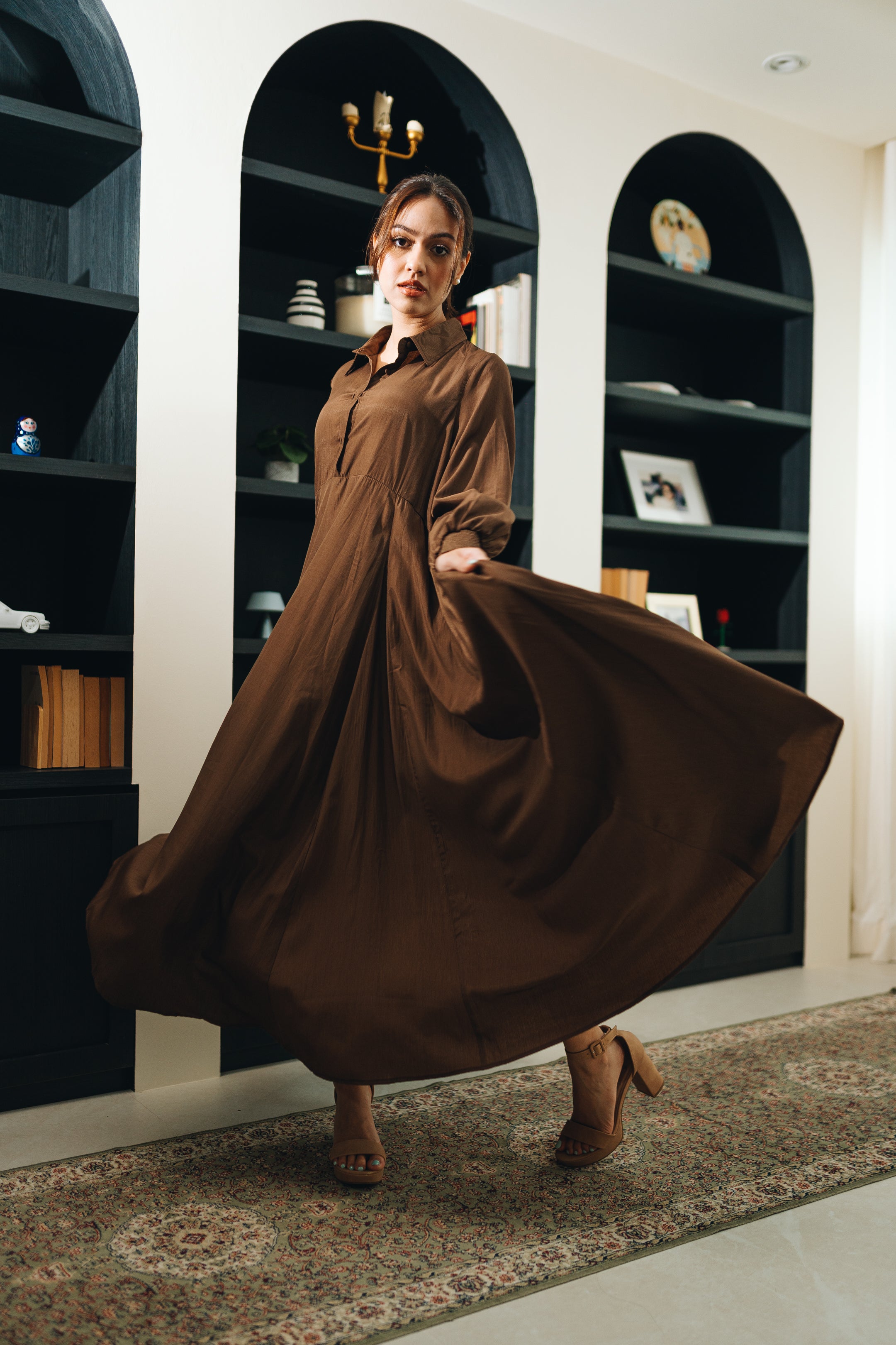 Elira Dress in Chocolate