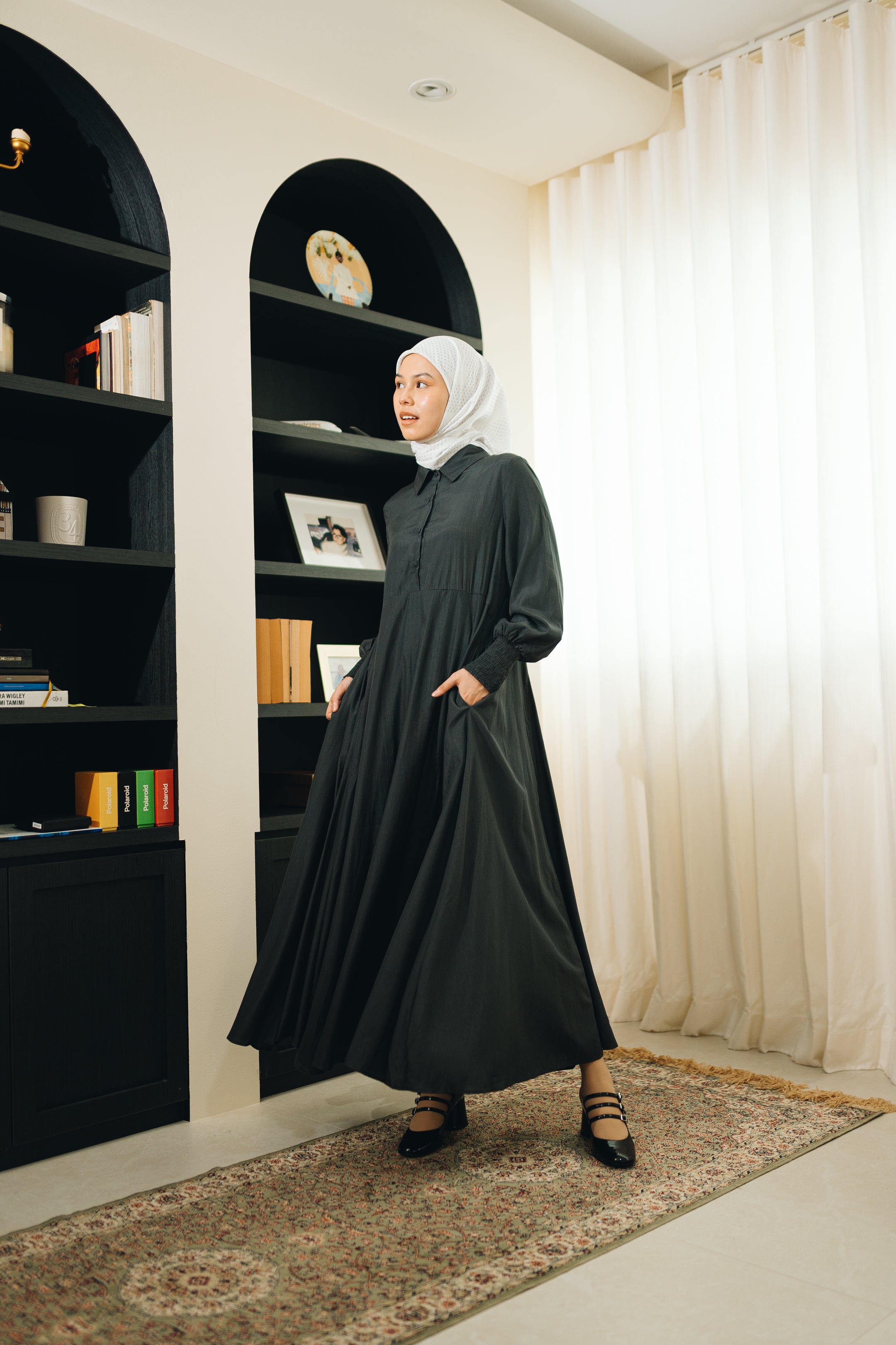 Elira Dress in Charcoal