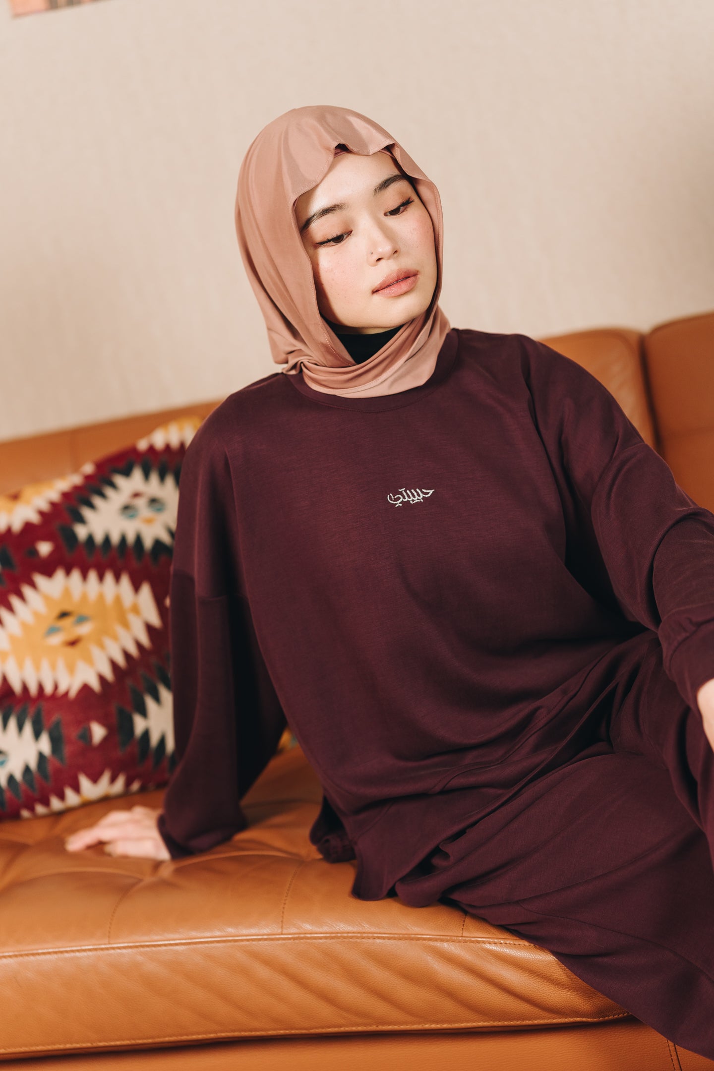 Modal Habibti Sweater in Burgundy