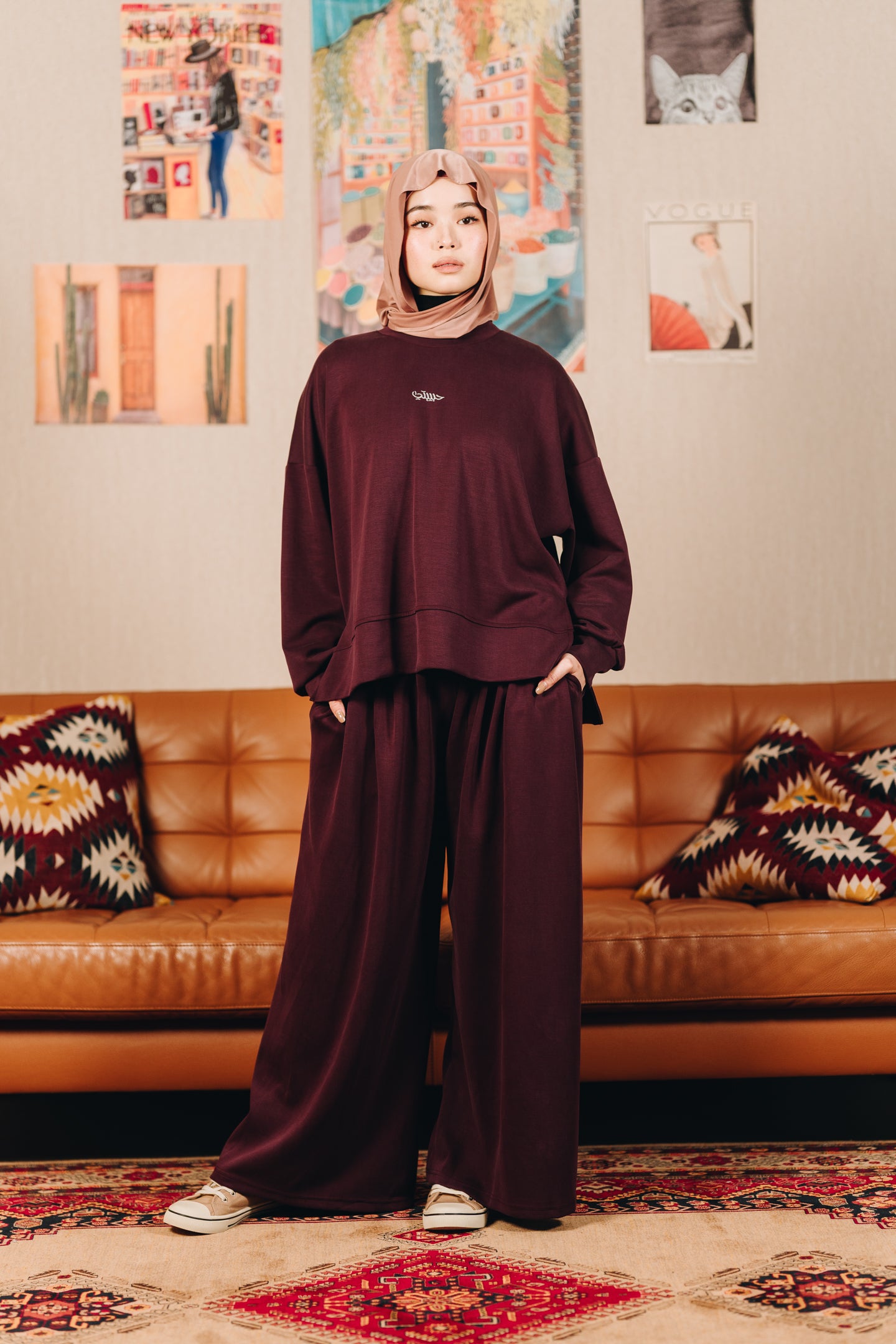 Modal Habibti Sweater in Burgundy