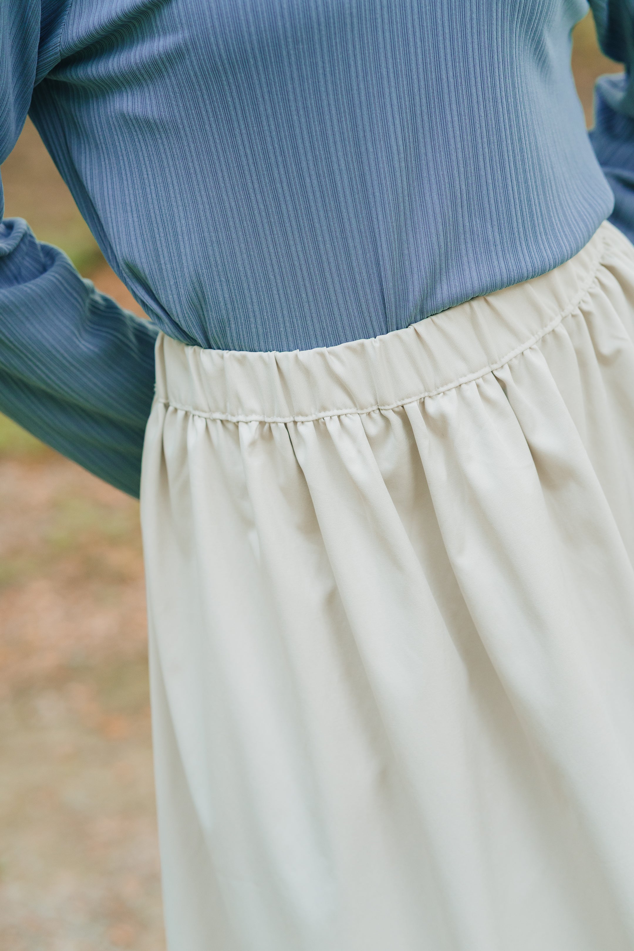 Rae Heavy Cotton Twill Skirt in Porcelain