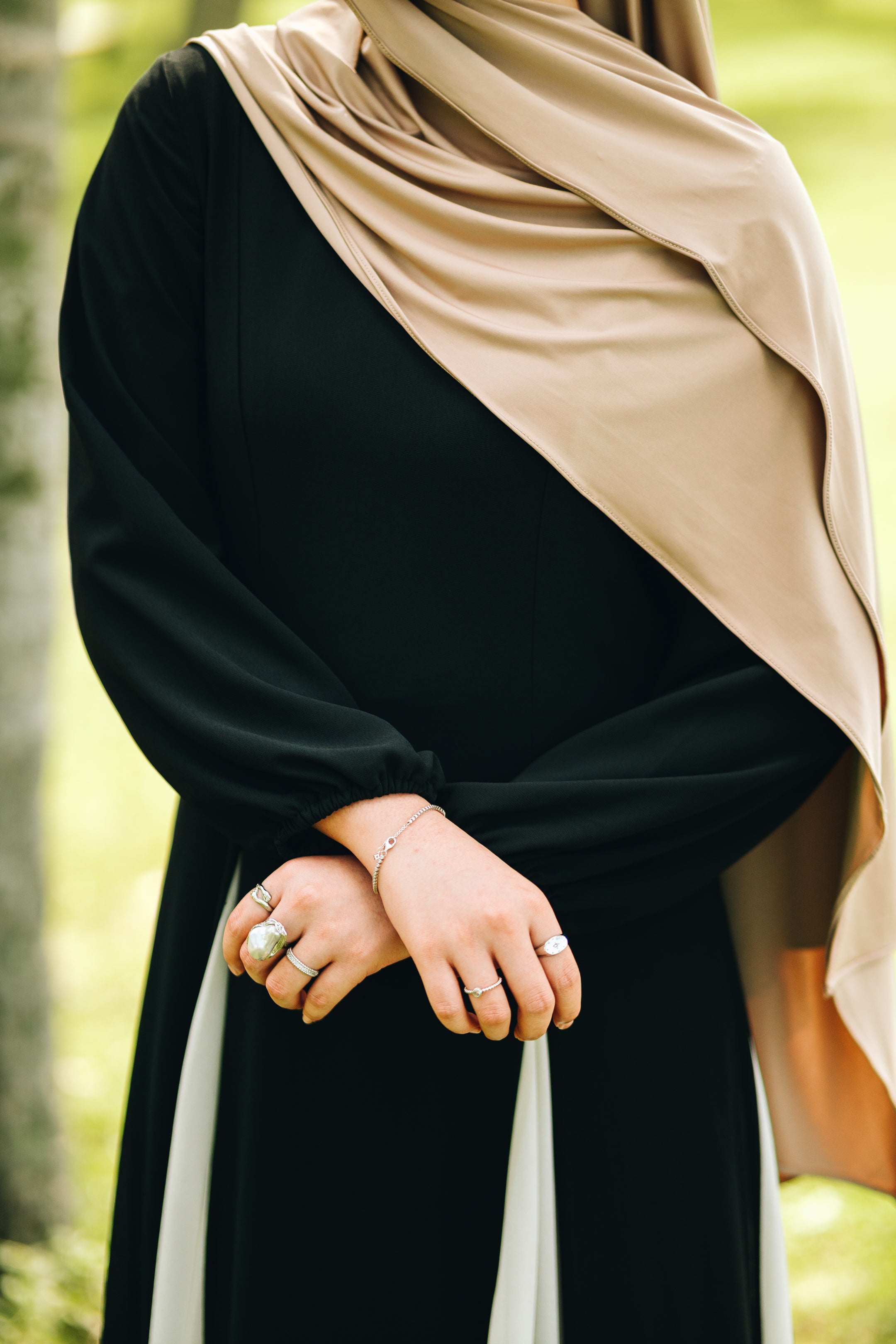 Waist Stitched Dual Tone Chiffon Dress