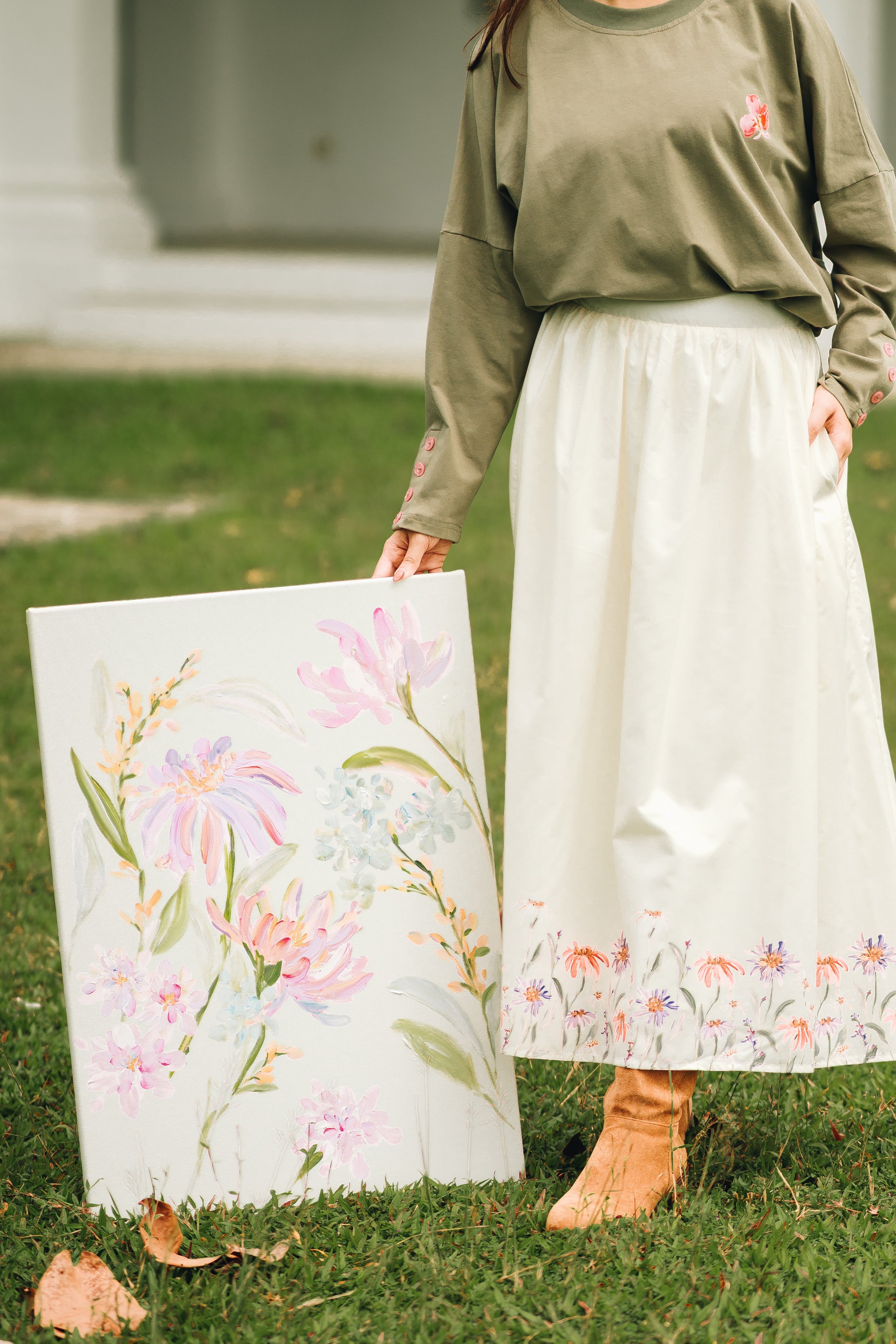 Wildflower Skirt in Cream