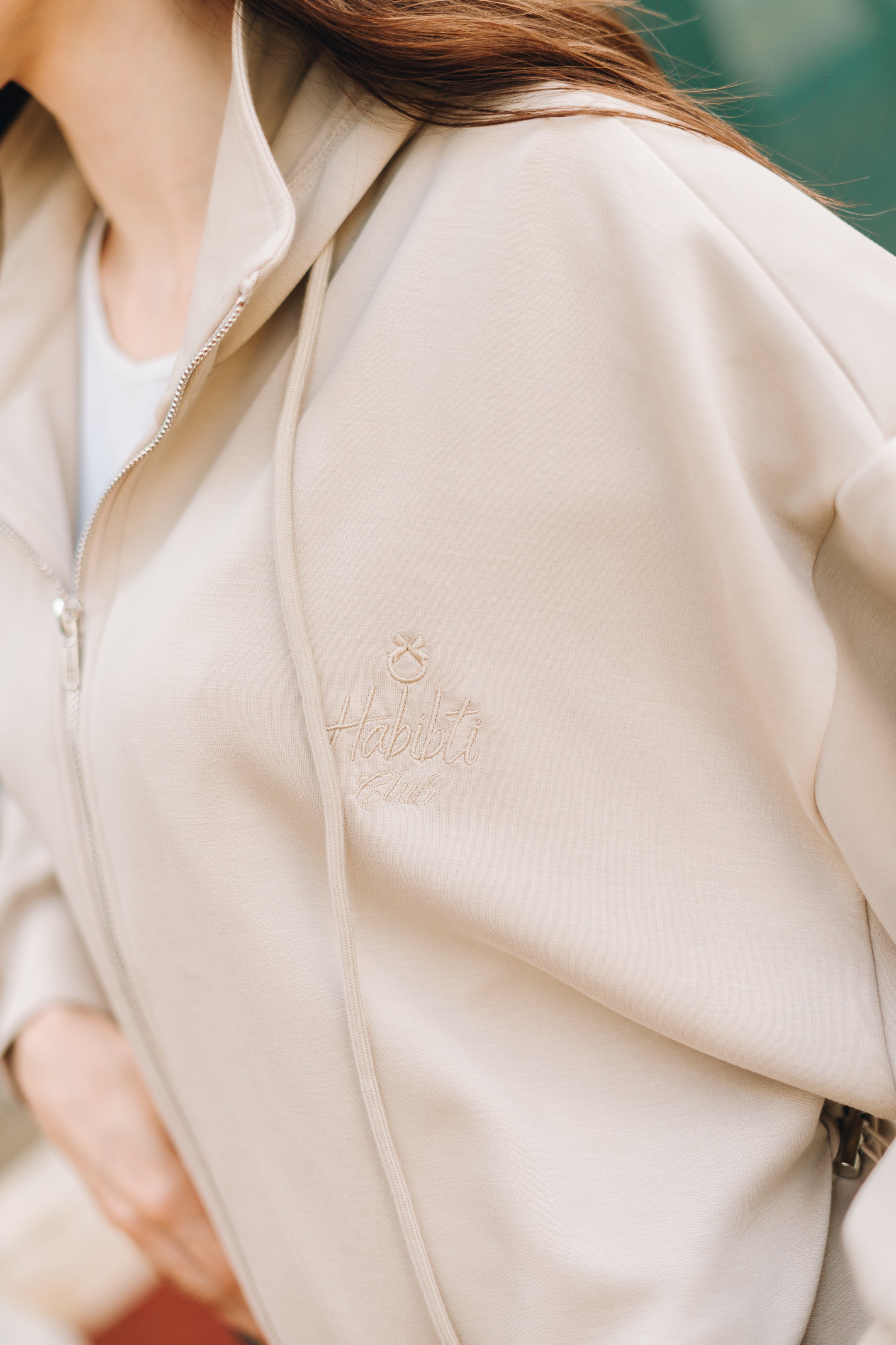 PRE ORDER Habibti Modal Zip-Up Hoodie in Cream