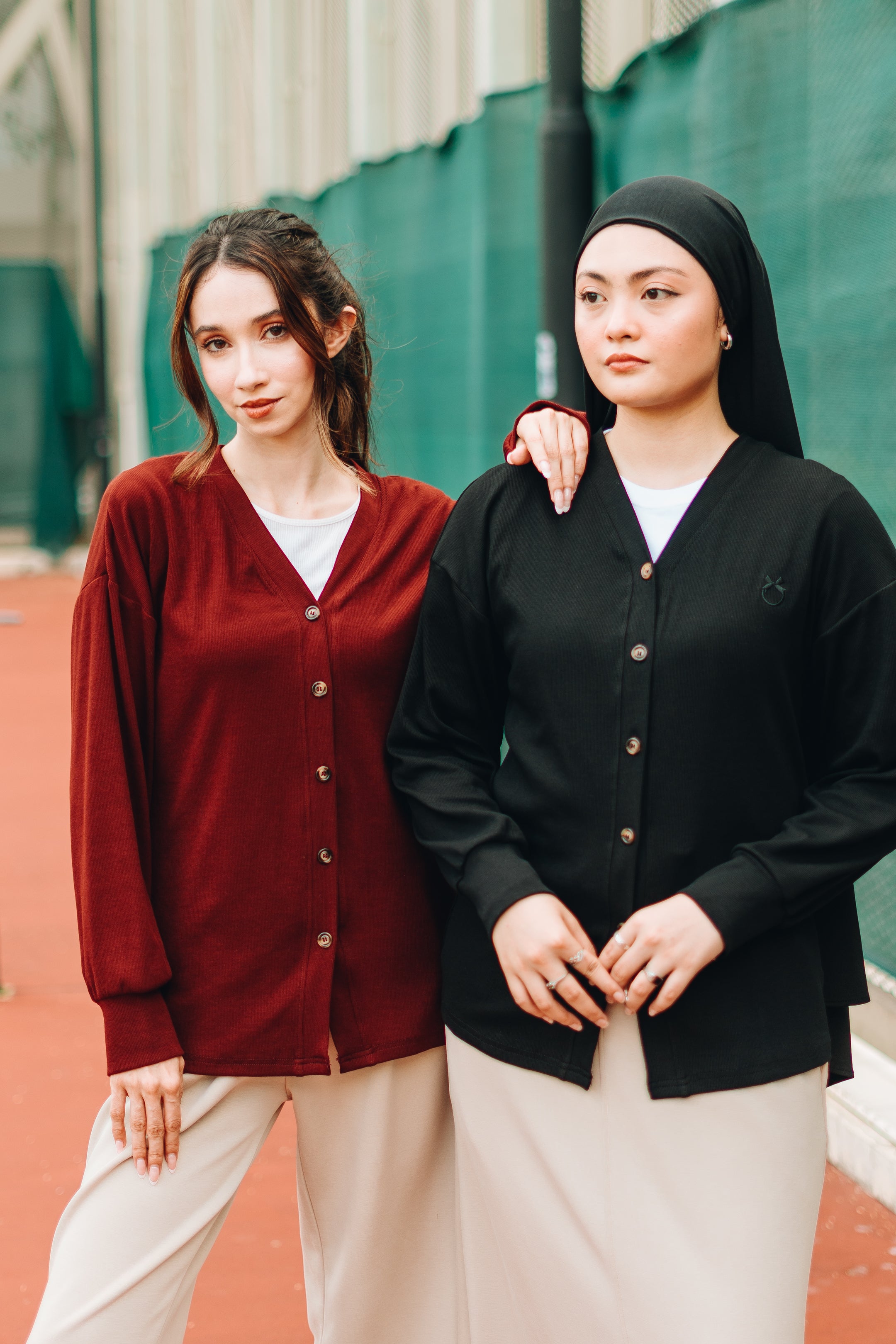 Modal Knitted Cardigan in Maroon
