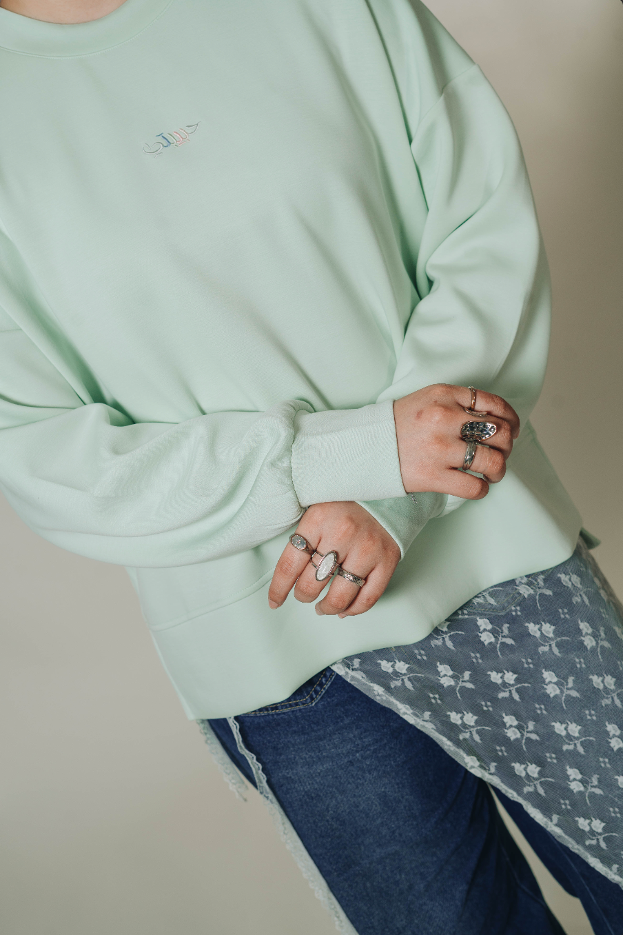 Modal Habibti Sweater in Mint